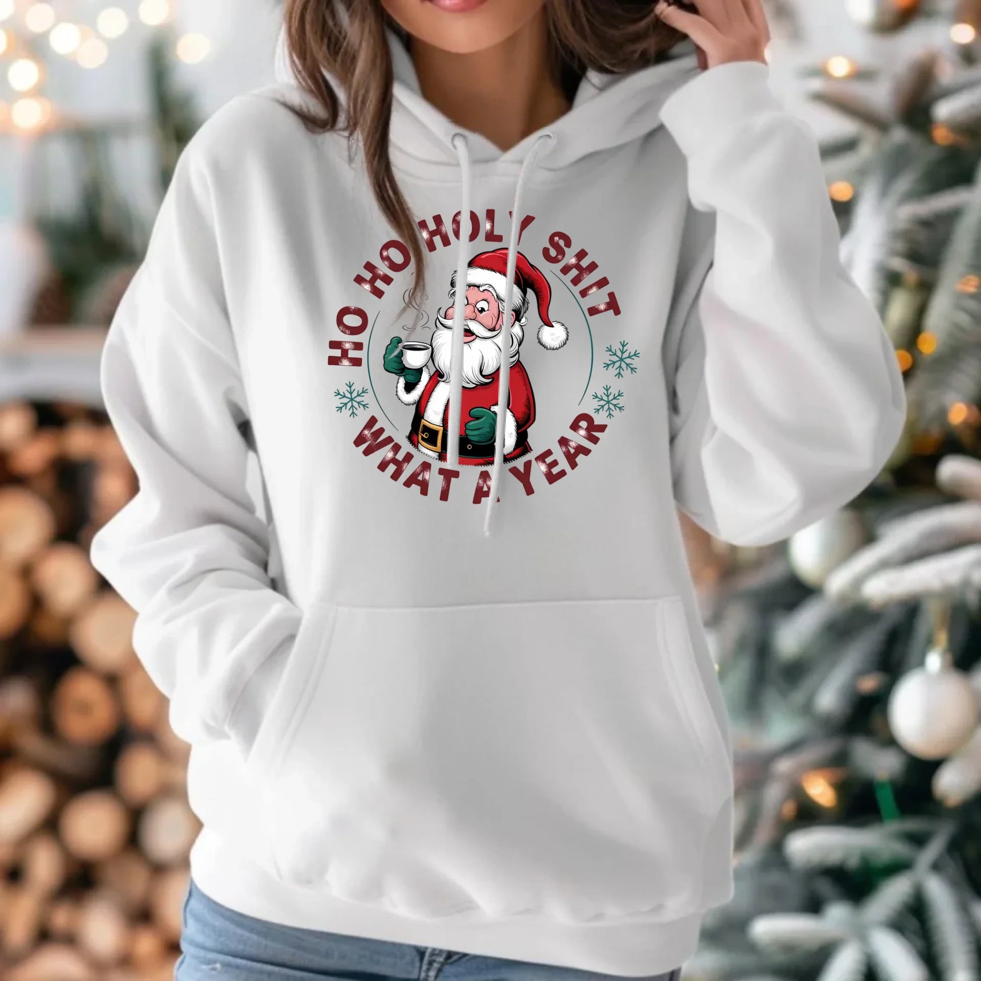 Ho ho holy shit | Świąteczna bluza damska z kapturem BN74 - StoryCups.pl