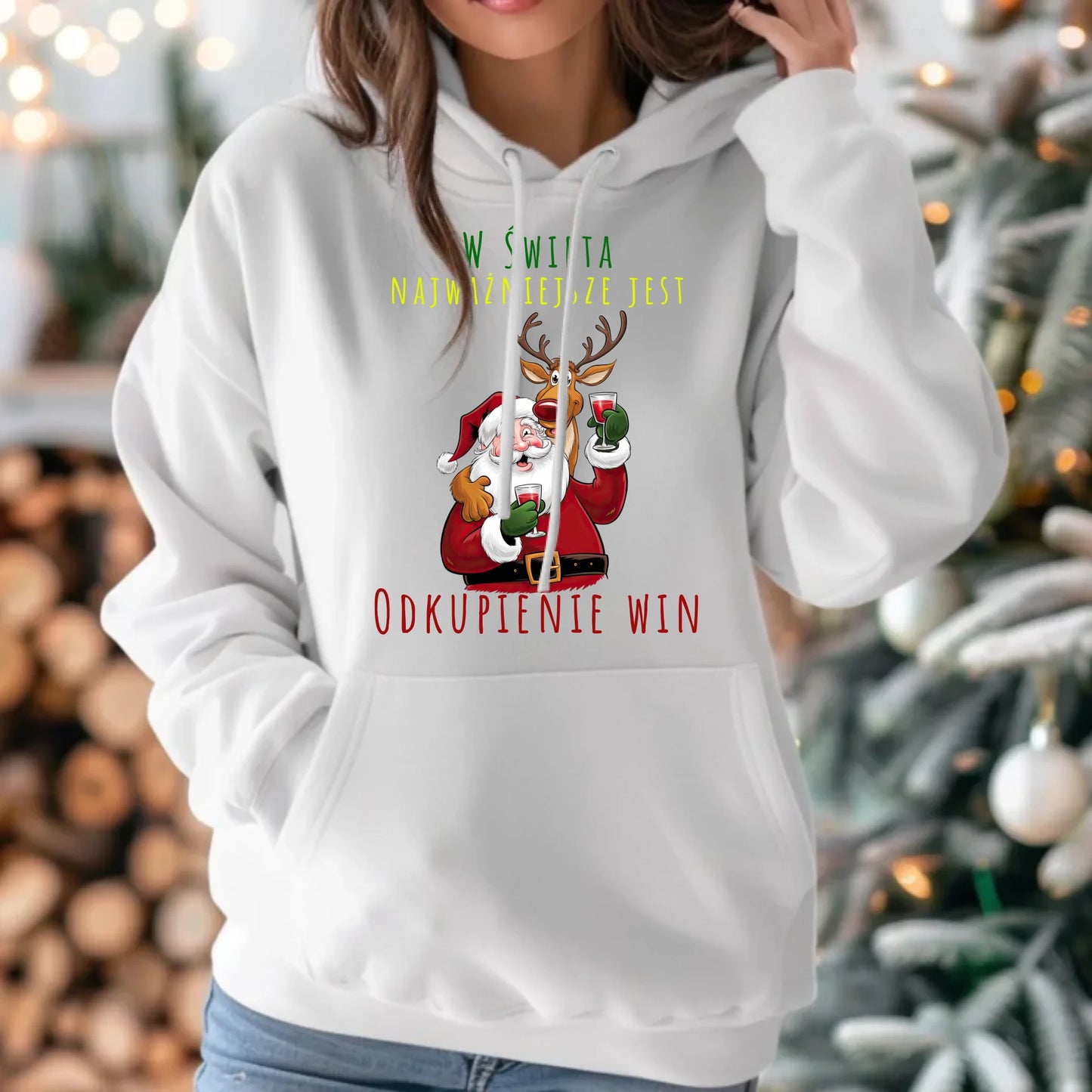 Odkupienie win | Świąteczna bluza damska z kapturem BN73 - StoryCups.pl