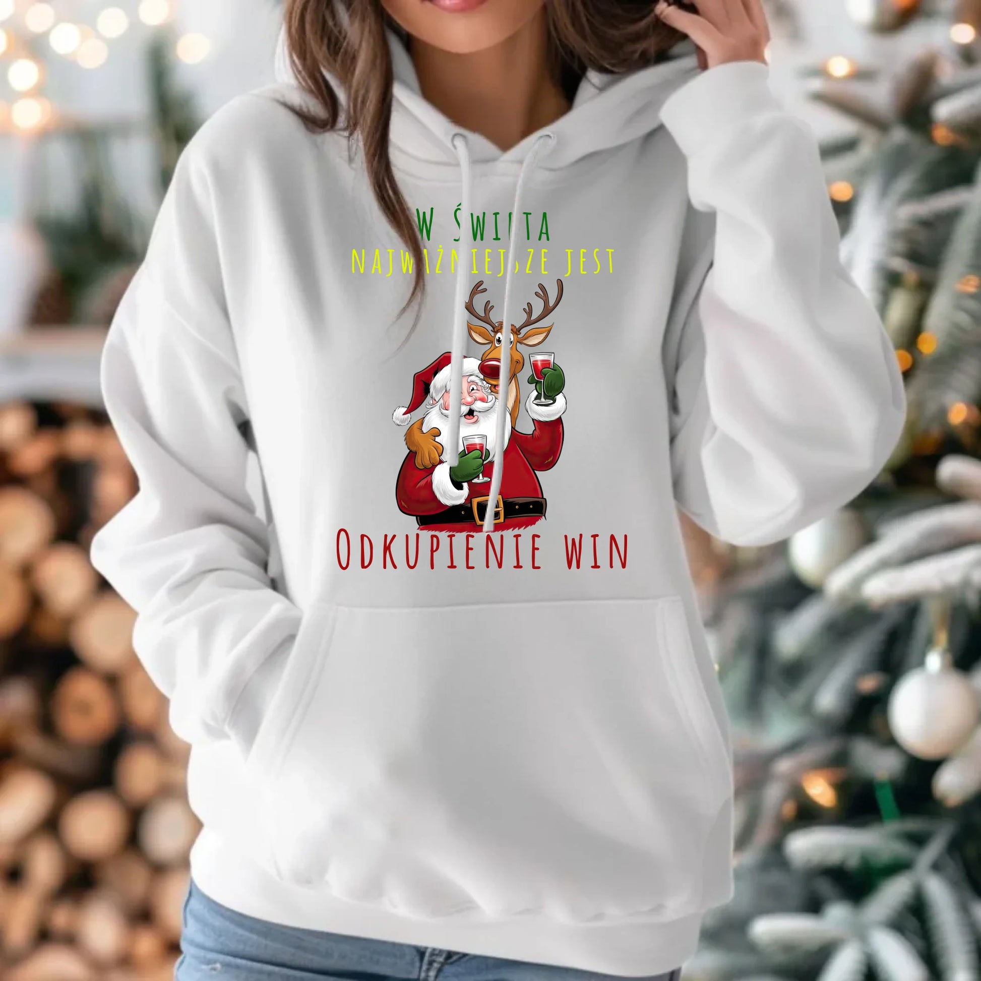 Odkupienie win | Świąteczna bluza damska z kapturem BN73 - StoryCups.pl