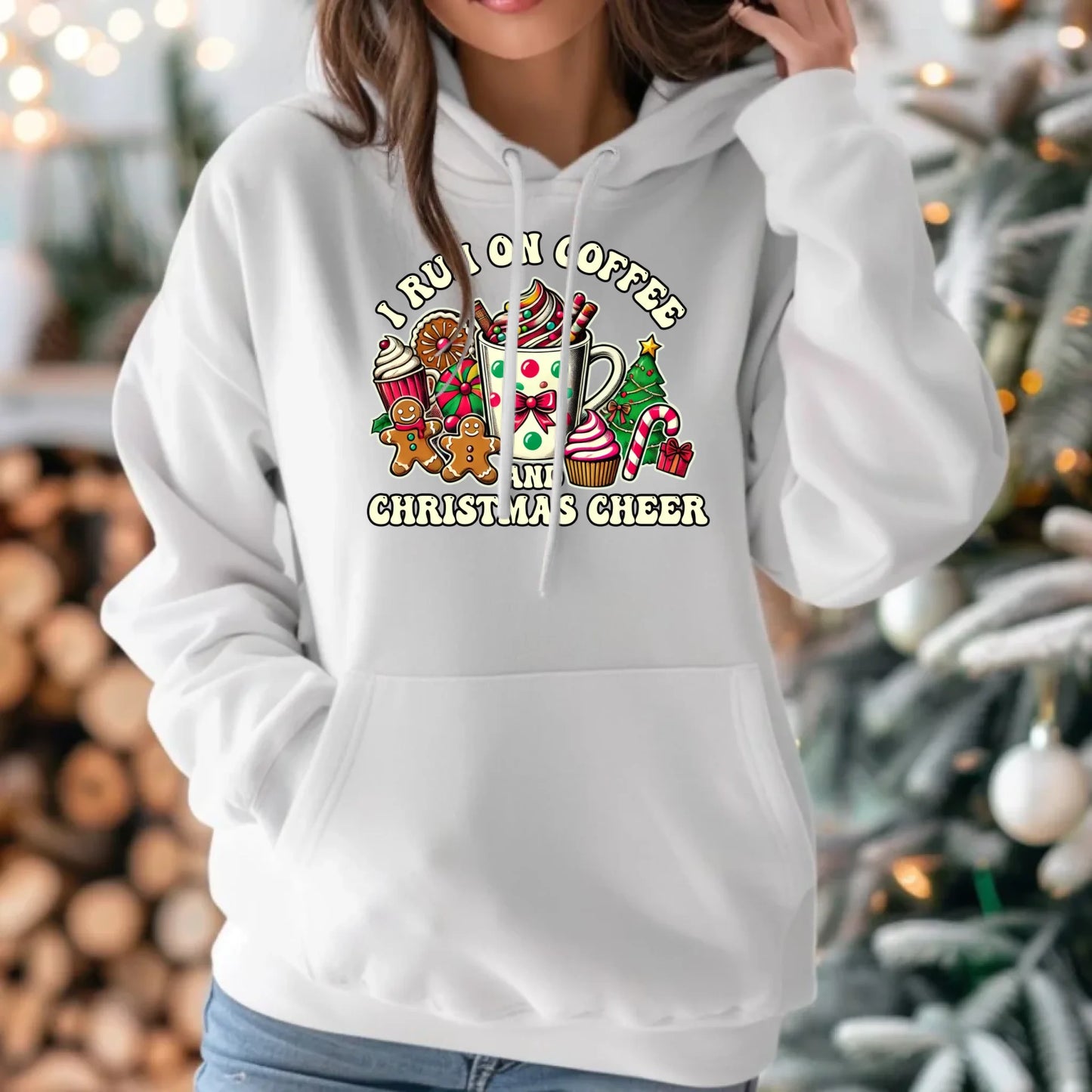 I run on coffee | Świąteczna bluza damska z kapturem BN47 - StoryCups.pl