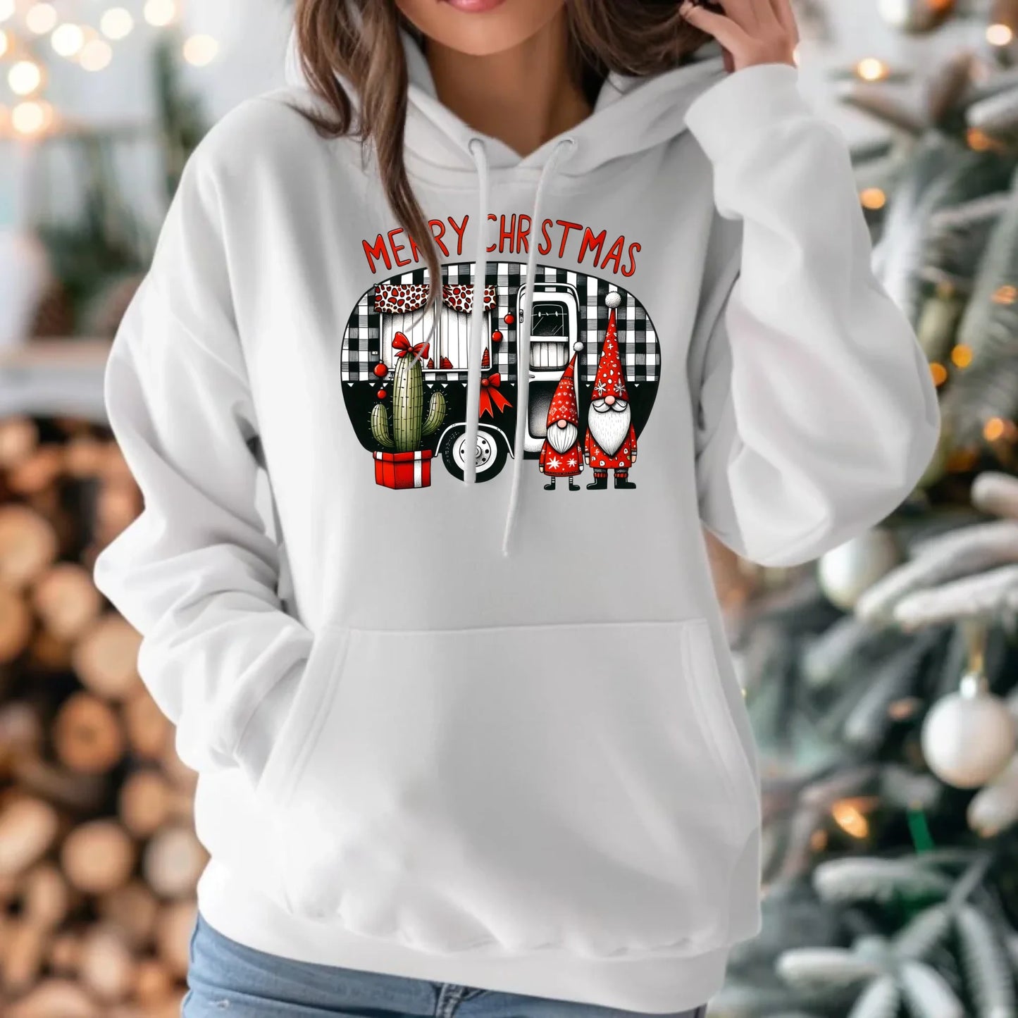 Merry Christmas | Świąteczna bluza damska z kapturem BN44 - StoryCups.pl