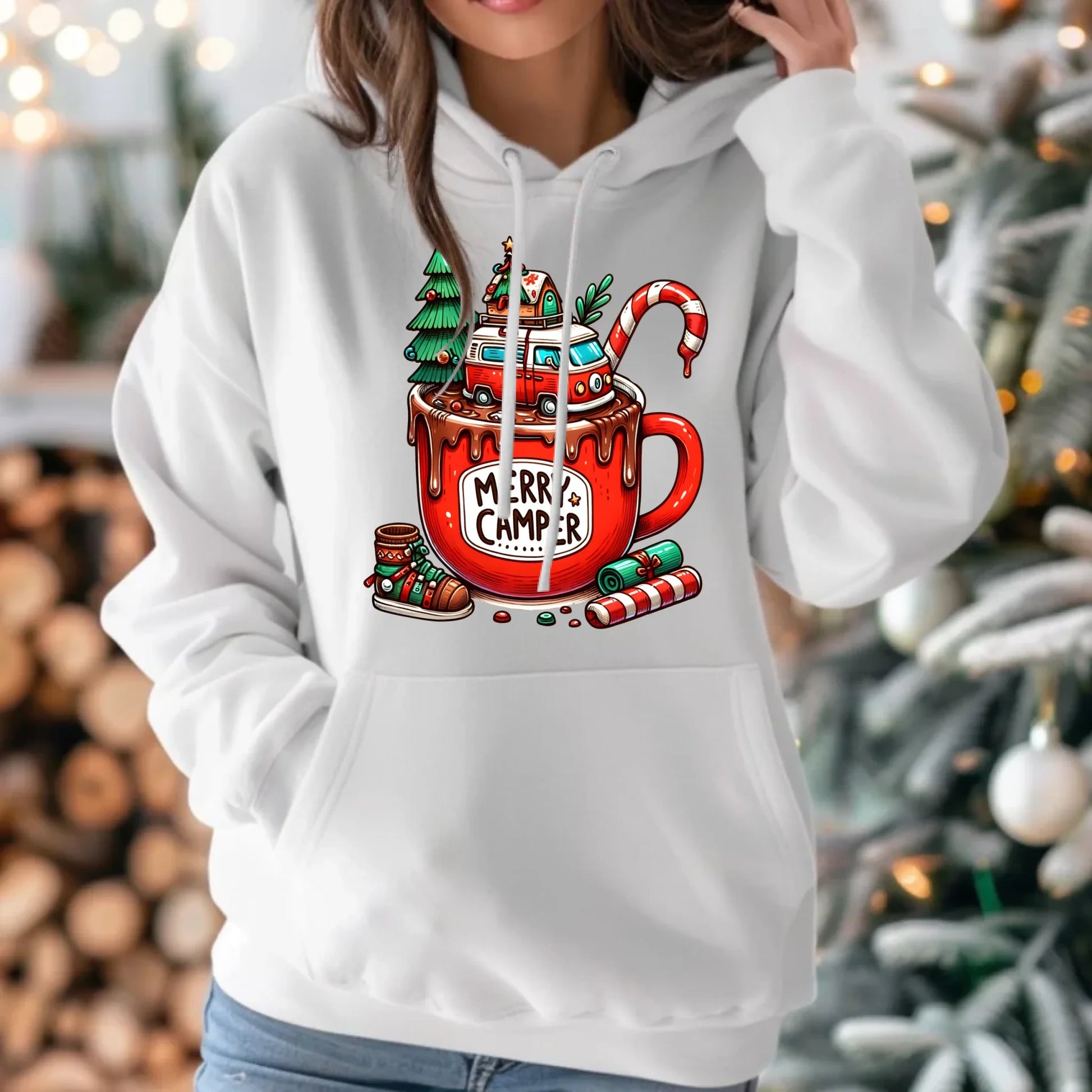 Merry Camper | Personalizowana bluza damska z kapturem świąteczna BN43 - StoryCups.pl