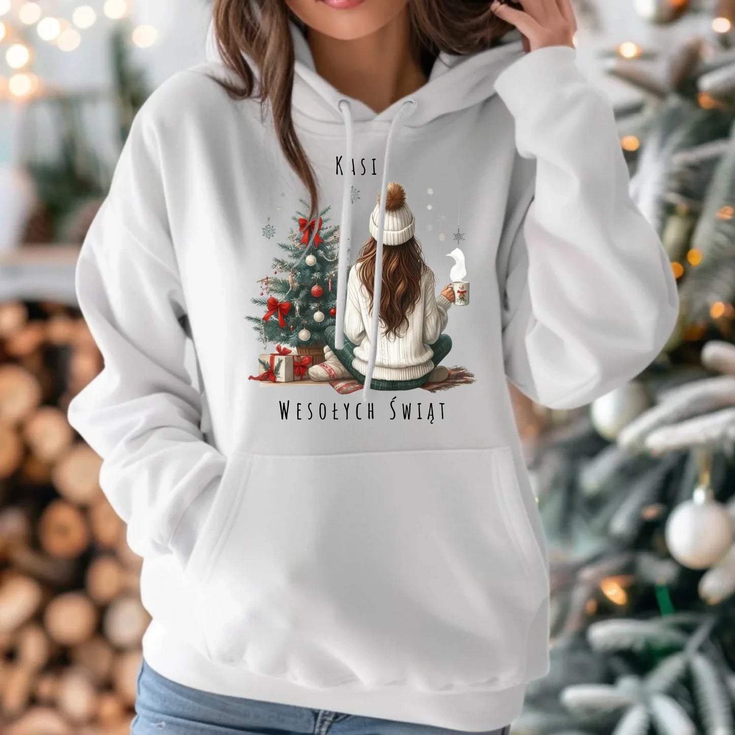 Love Winter | Świąteczna bluza damska z kapturem personalizacja BN15 - StoryCups.pl