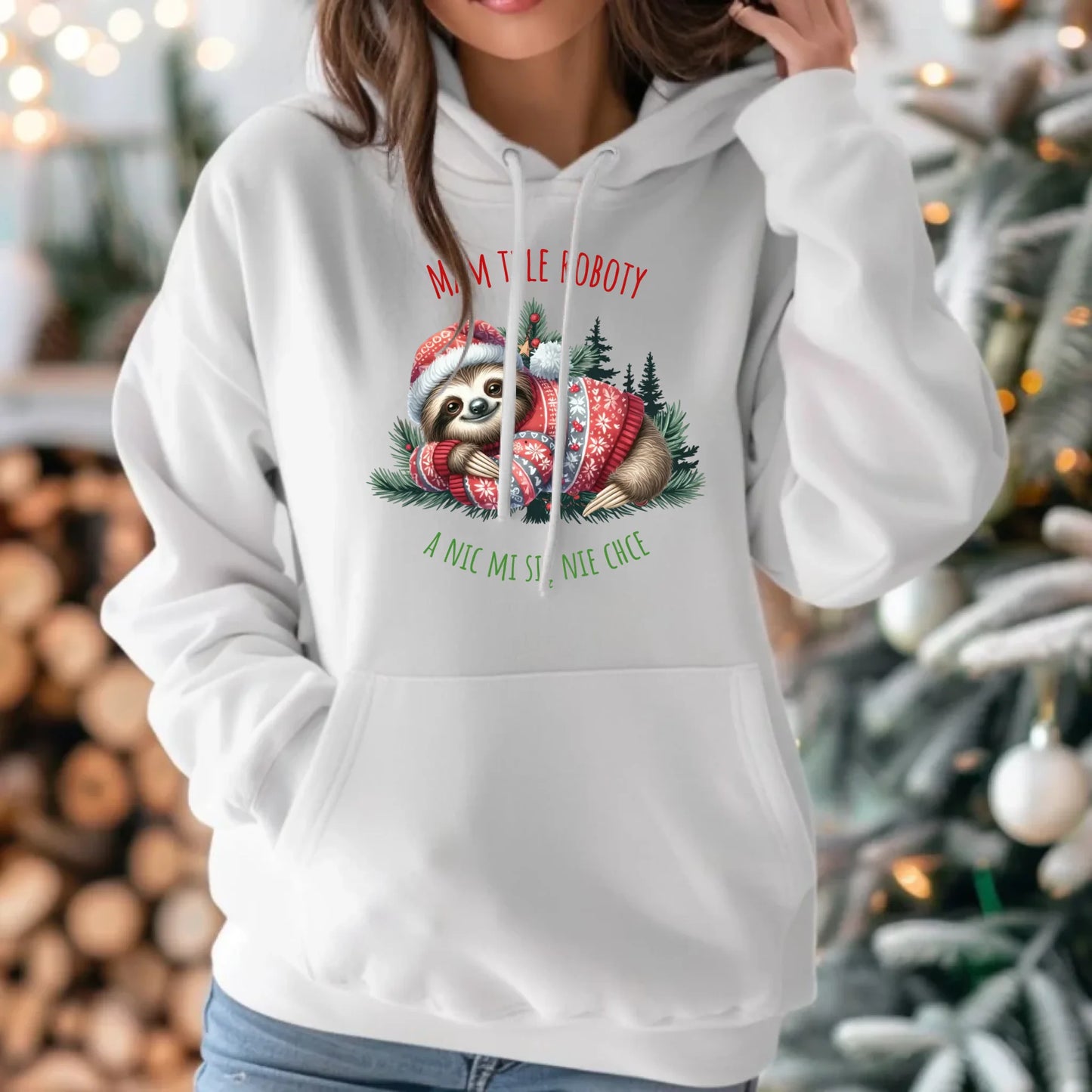 Mam tyle roboty, a nic mi się nie chce | Świąteczna bluza damska z kapturem BN18 - StoryCups.pl