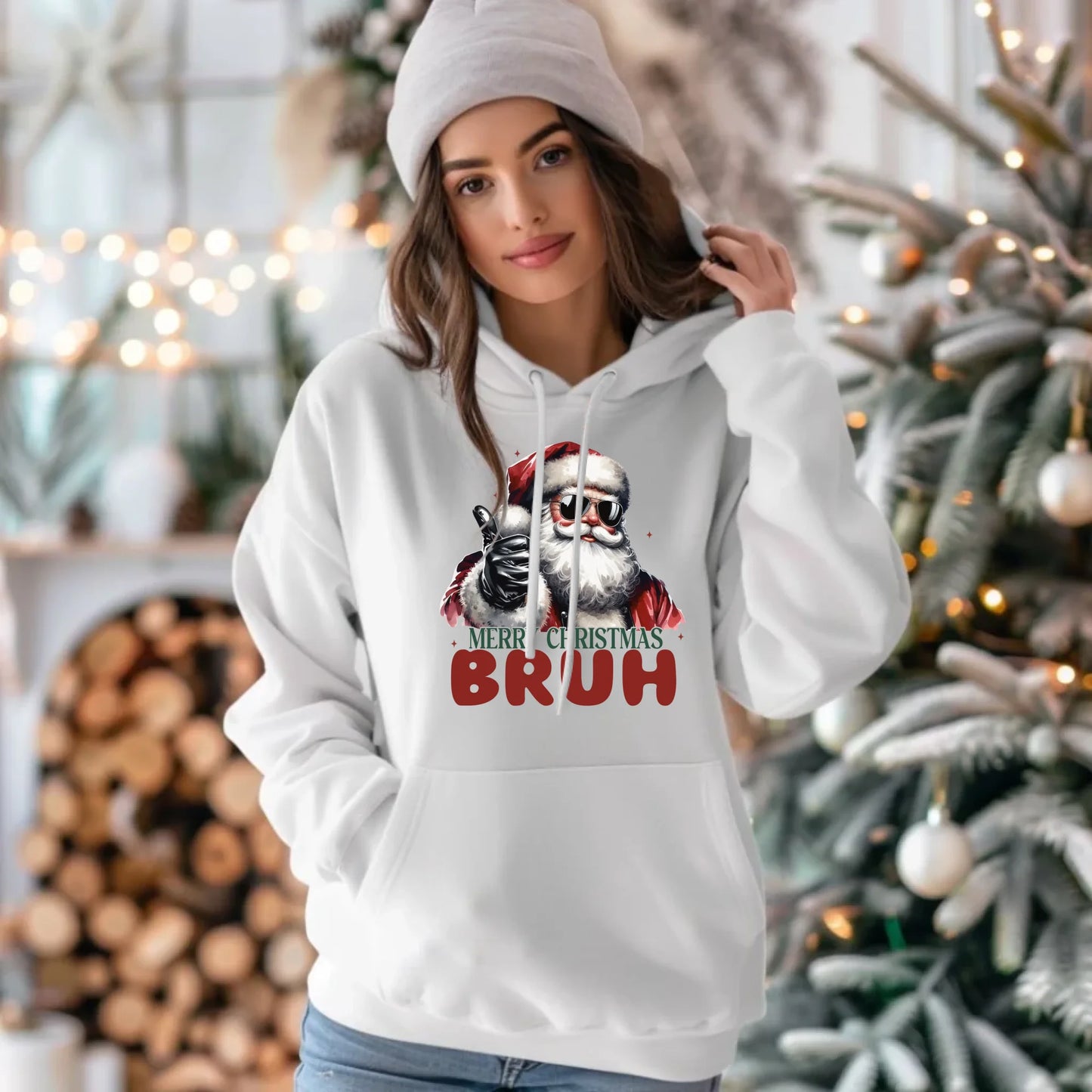 Merry Christmas Bruh | Świąteczna bluza damska z kapturem BN65 - StoryCups.pl