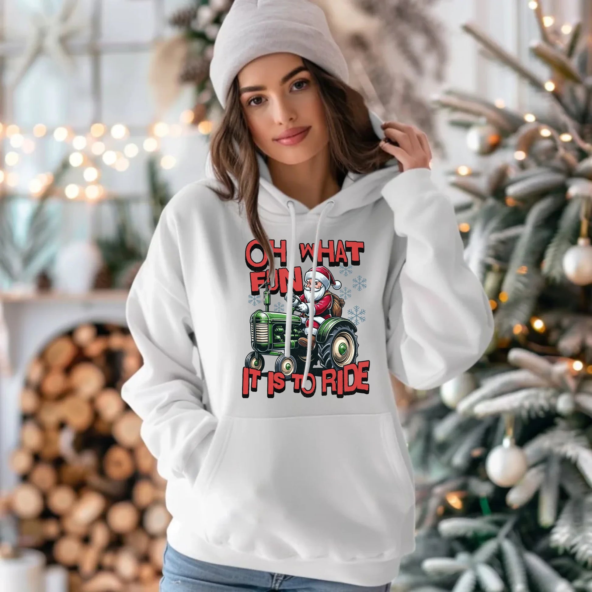 Oh what fun it is to ride | Świąteczna bluza damska z kapturem BN48 - StoryCups.pl