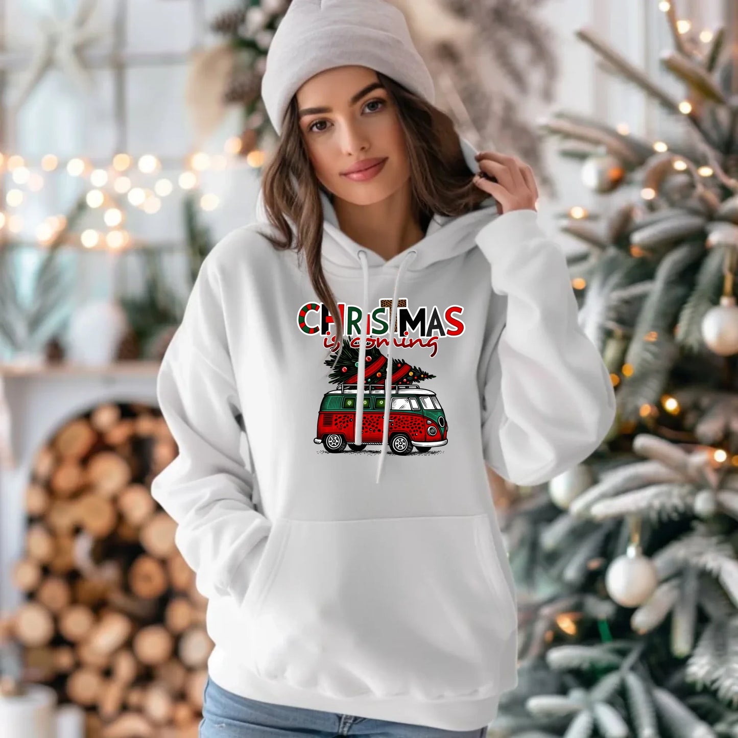 Christmas is coming | Świąteczna bluza damska z kapturem BN42 - StoryCups.pl