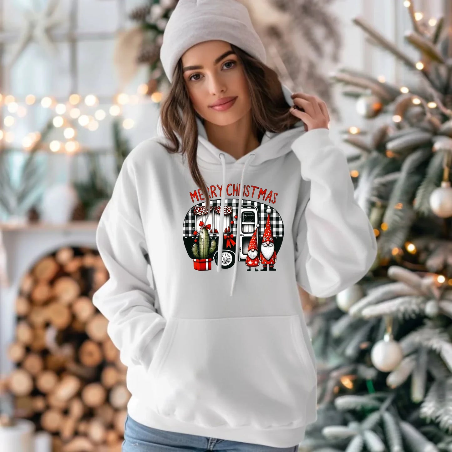 Merry Christmas | Świąteczna bluza damska z kapturem BN44 - StoryCups.pl