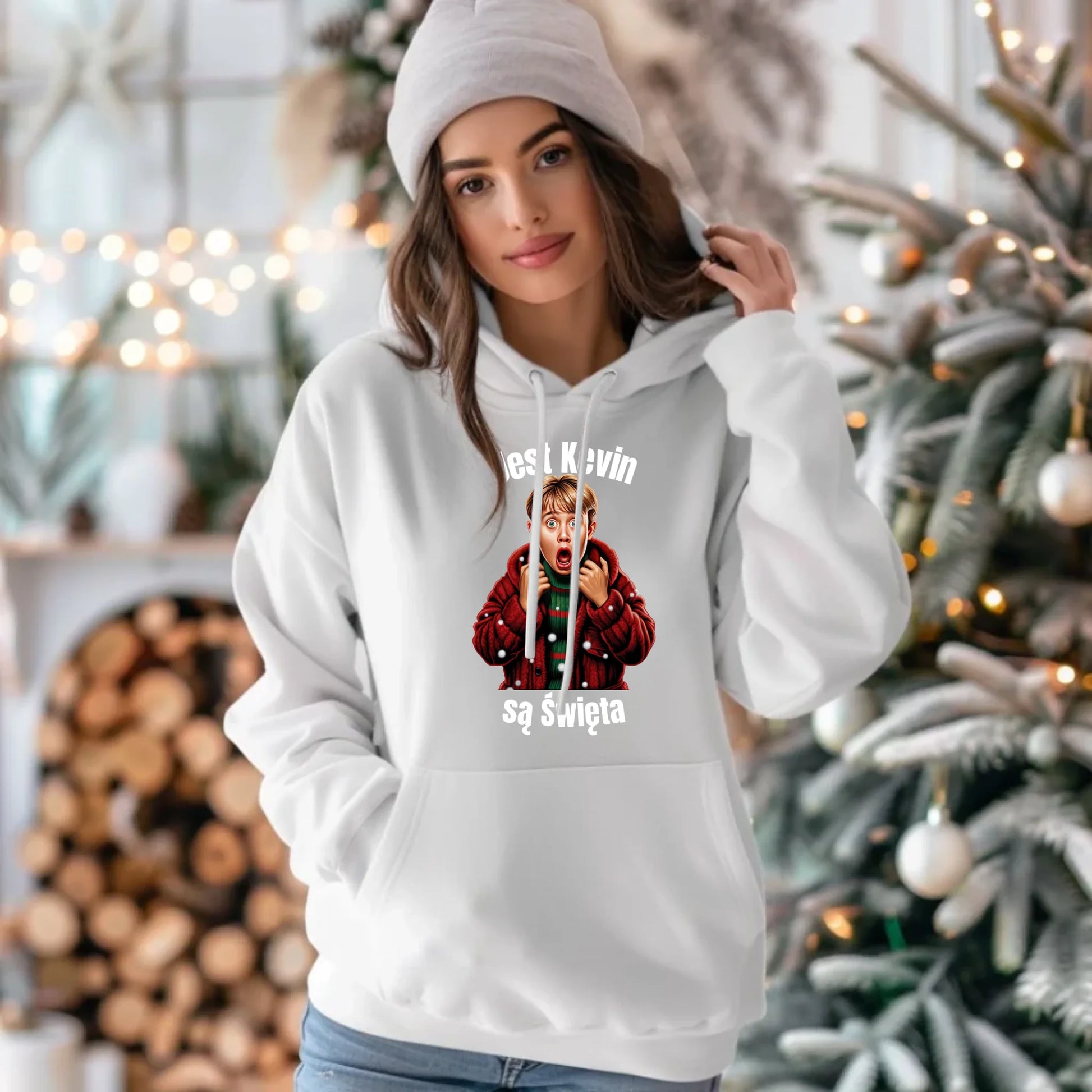 Jest Kevin, są święta | Świąteczna bluza damska z kapturem BN27 - StoryCups.pl