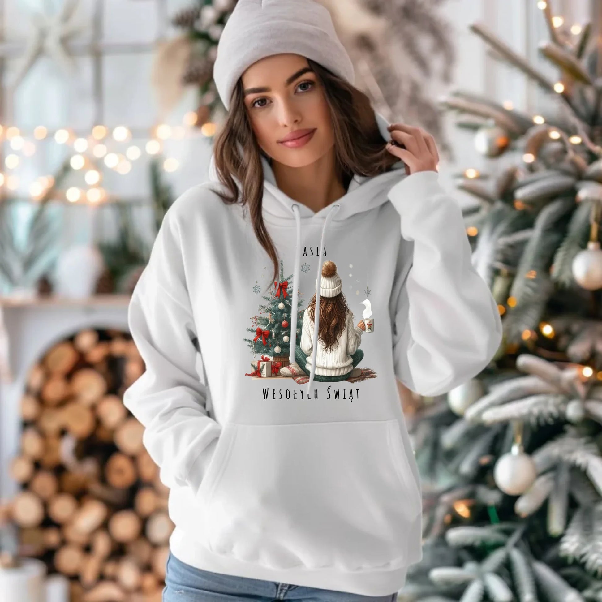 Love Winter | Świąteczna bluza damska z kapturem personalizacja BN15 - StoryCups.pl