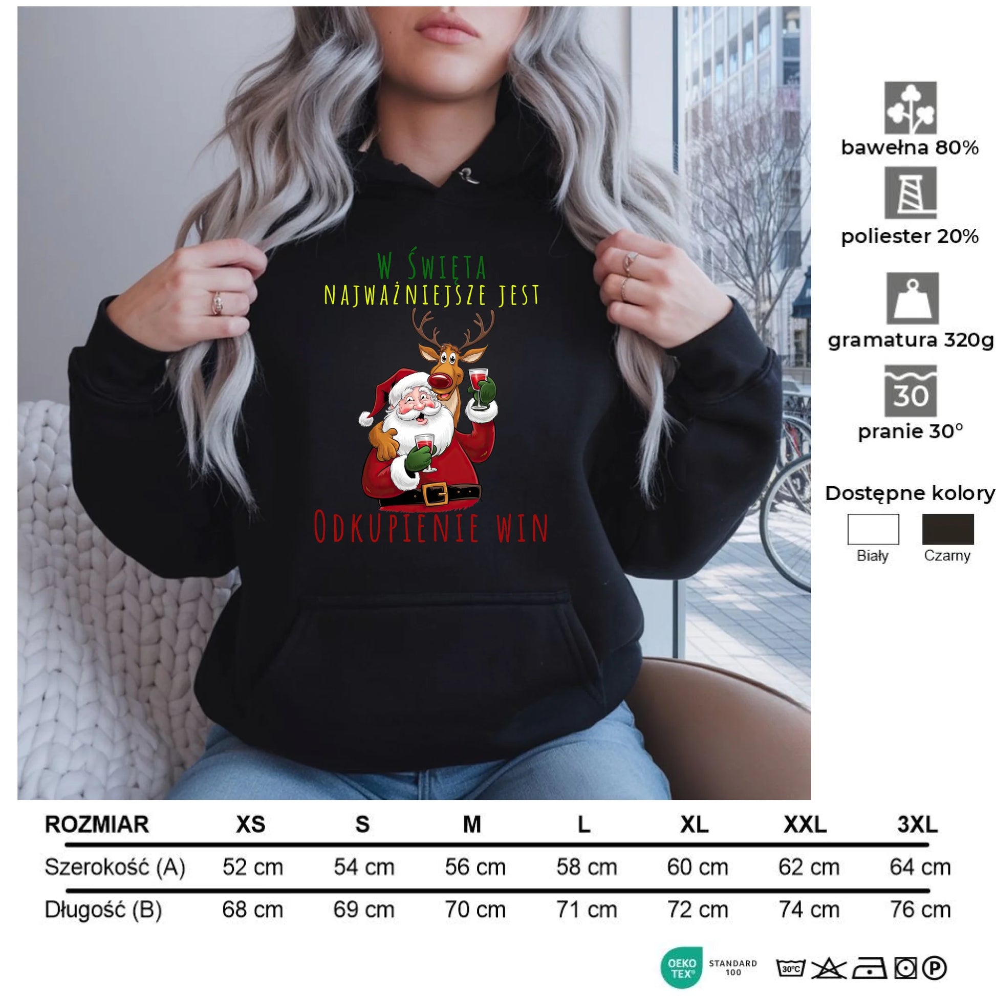 Odkupienie win | Świąteczna bluza damska z kapturem BN73 - StoryCups.pl