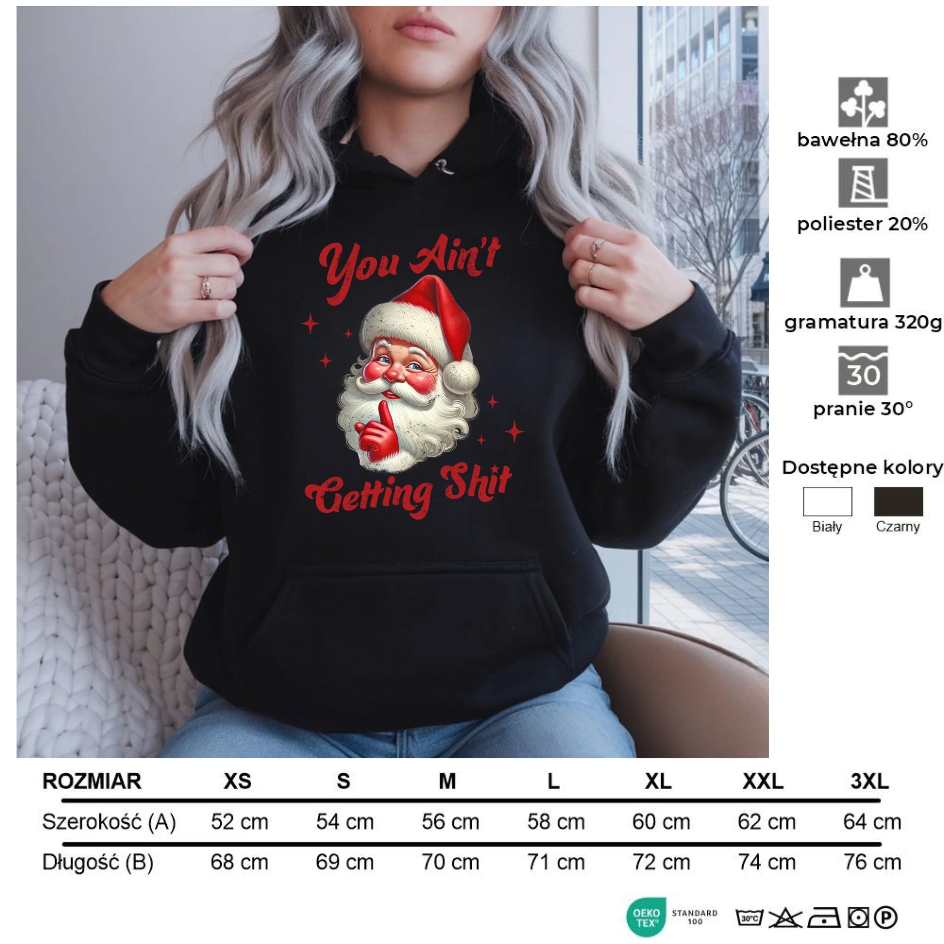 Nie dostaniesz nic | Świąteczna bluza damska z kapturem BN66 - StoryCups.pl