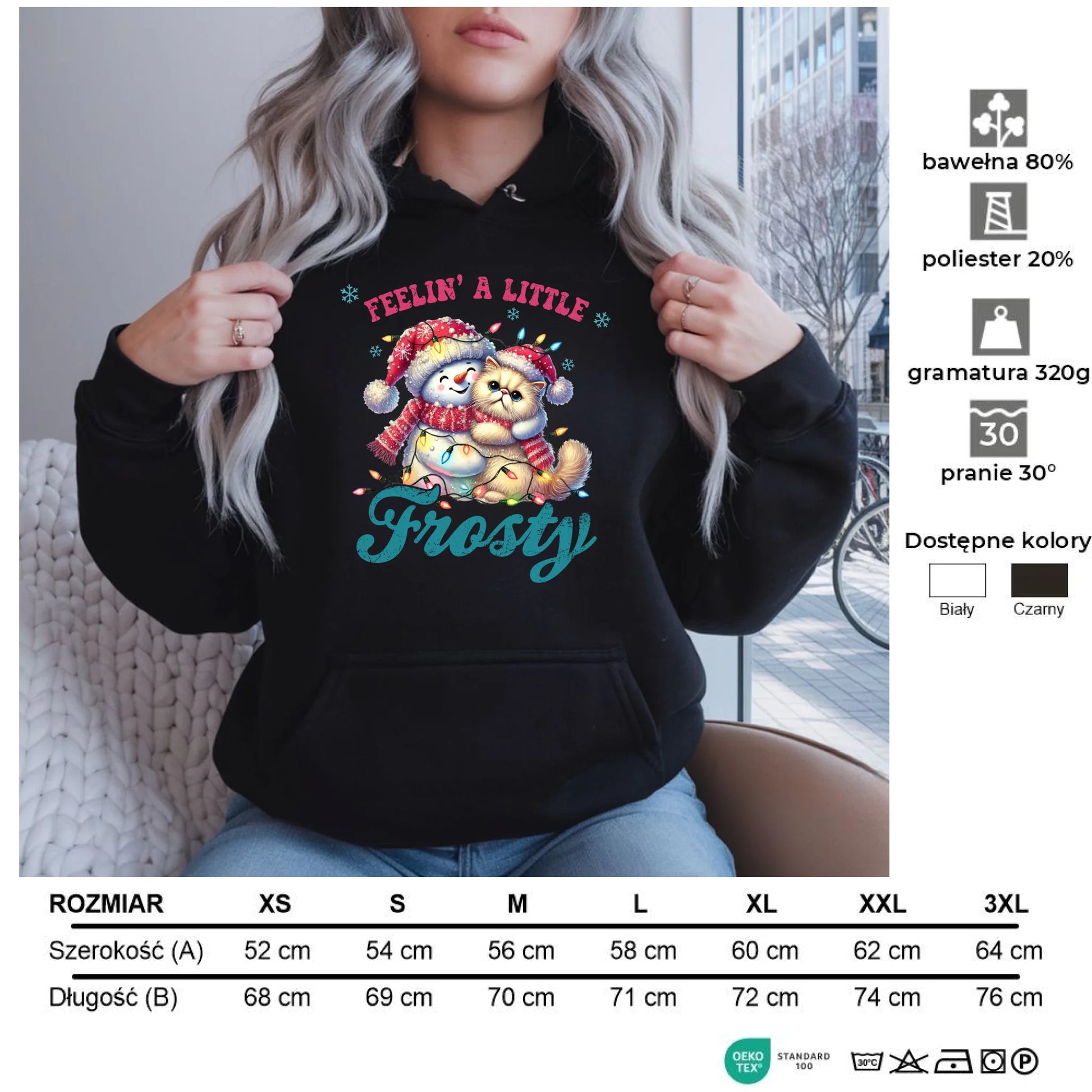 Czuję zimowy nastrój | Świąteczna bluza damska z kapturem BN52 - StoryCups.pl