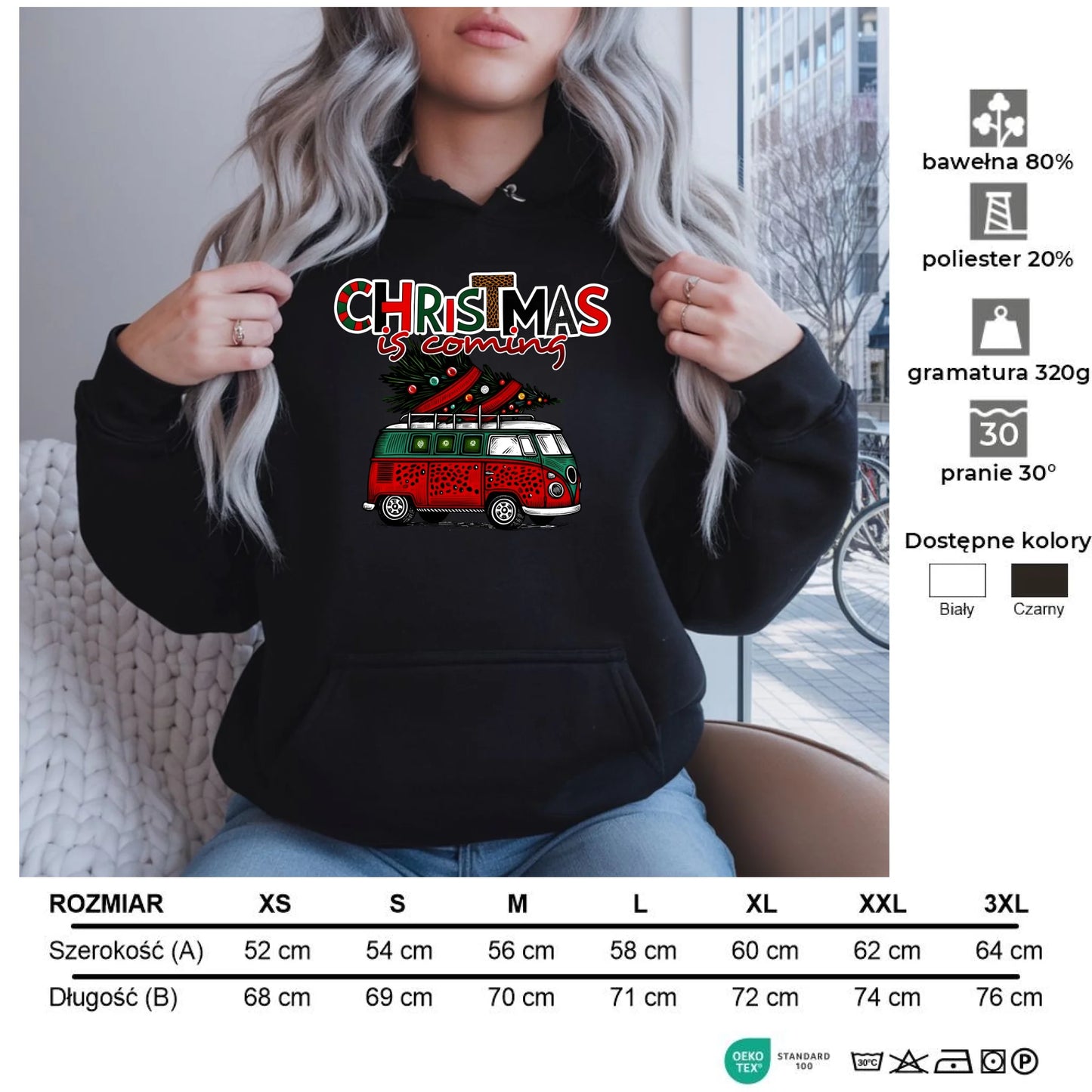 Christmas is coming | Świąteczna bluza damska z kapturem BN42 - StoryCups.pl