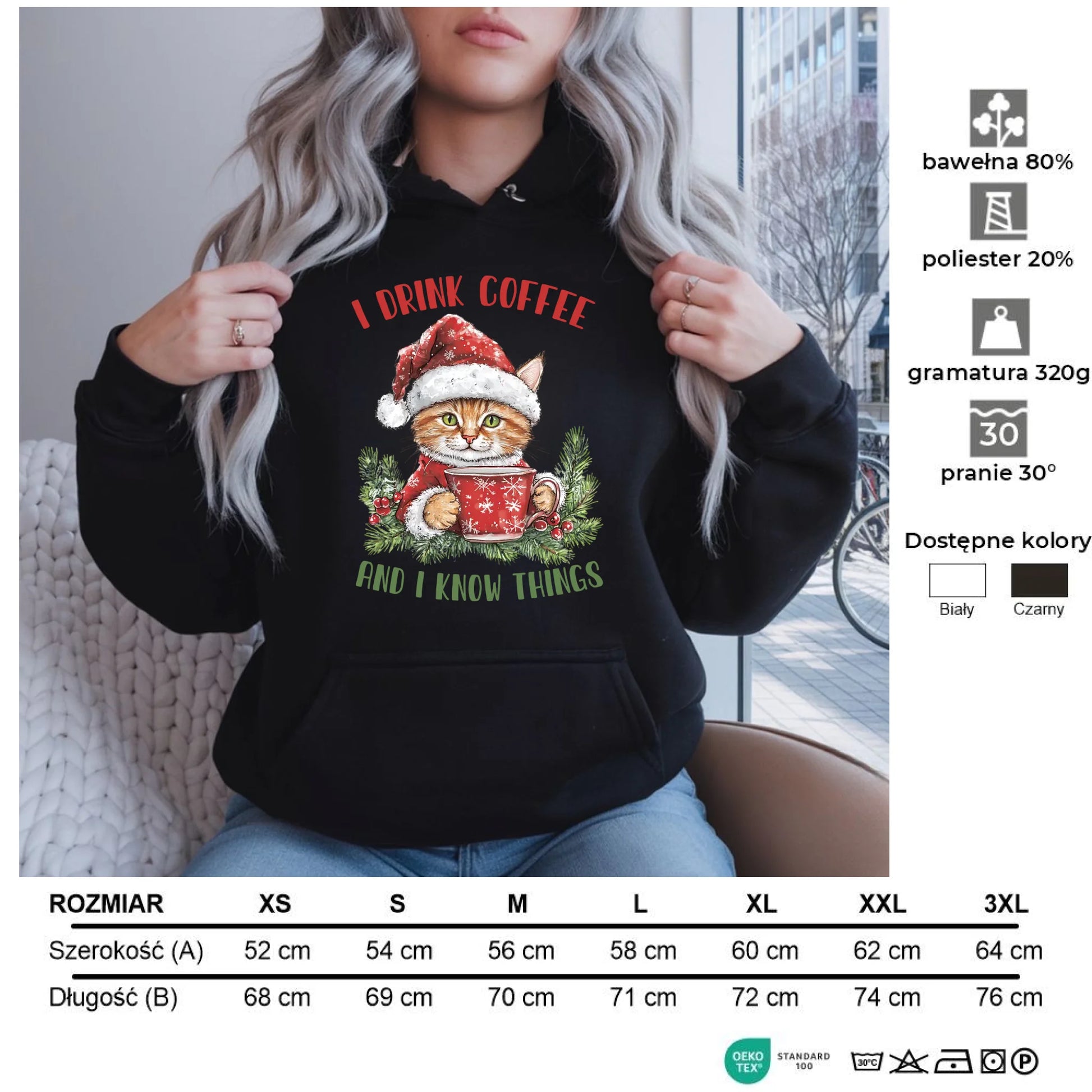 I drink coffee and I know things | Świąteczna bluza damska z kapturem BN39 - StoryCups.pl