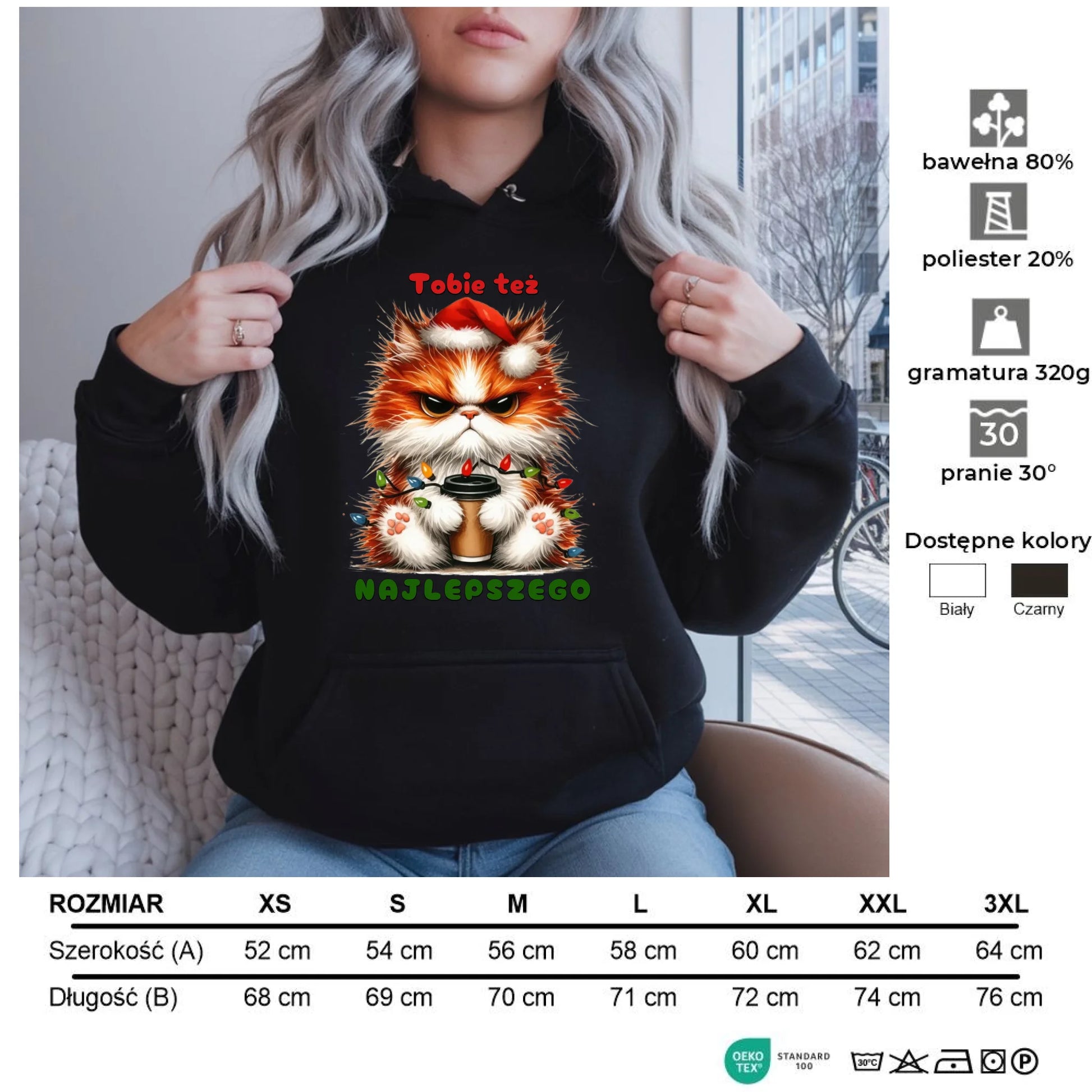 Najlepszego | Świąteczna bluza damska z kapturem BN32 - StoryCups.pl