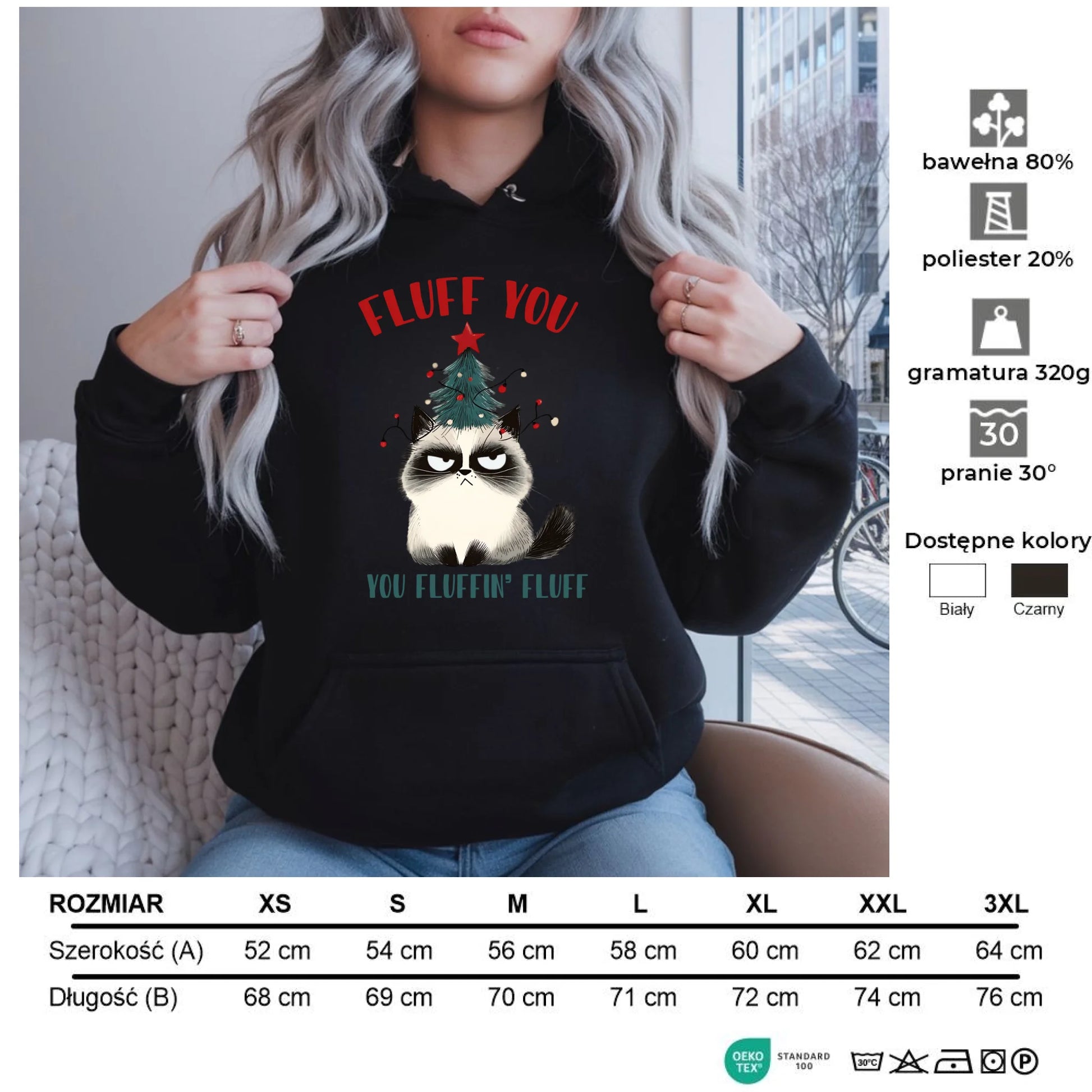 Fluff You | Świąteczna bluza damska z kapturem BN10 - StoryCups.pl