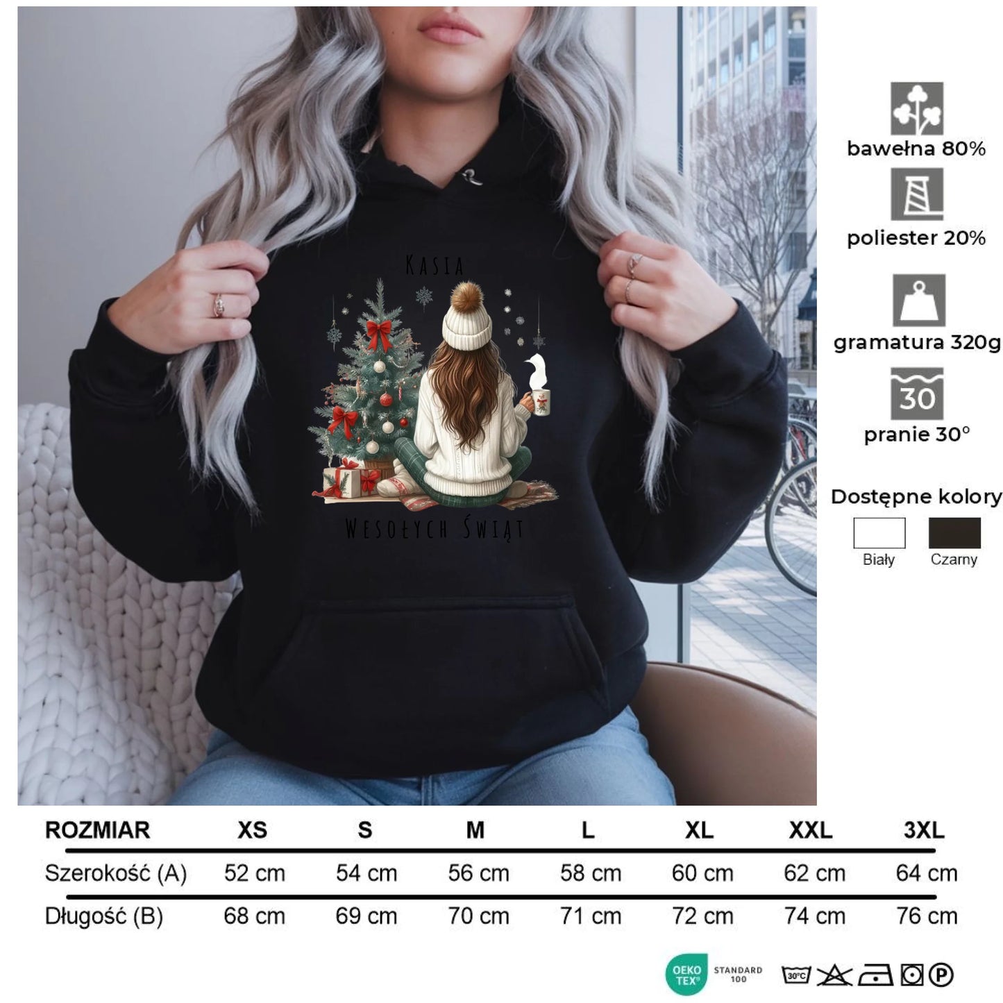 Love Winter | Świąteczna bluza damska z kapturem personalizacja BN15 - StoryCups.pl