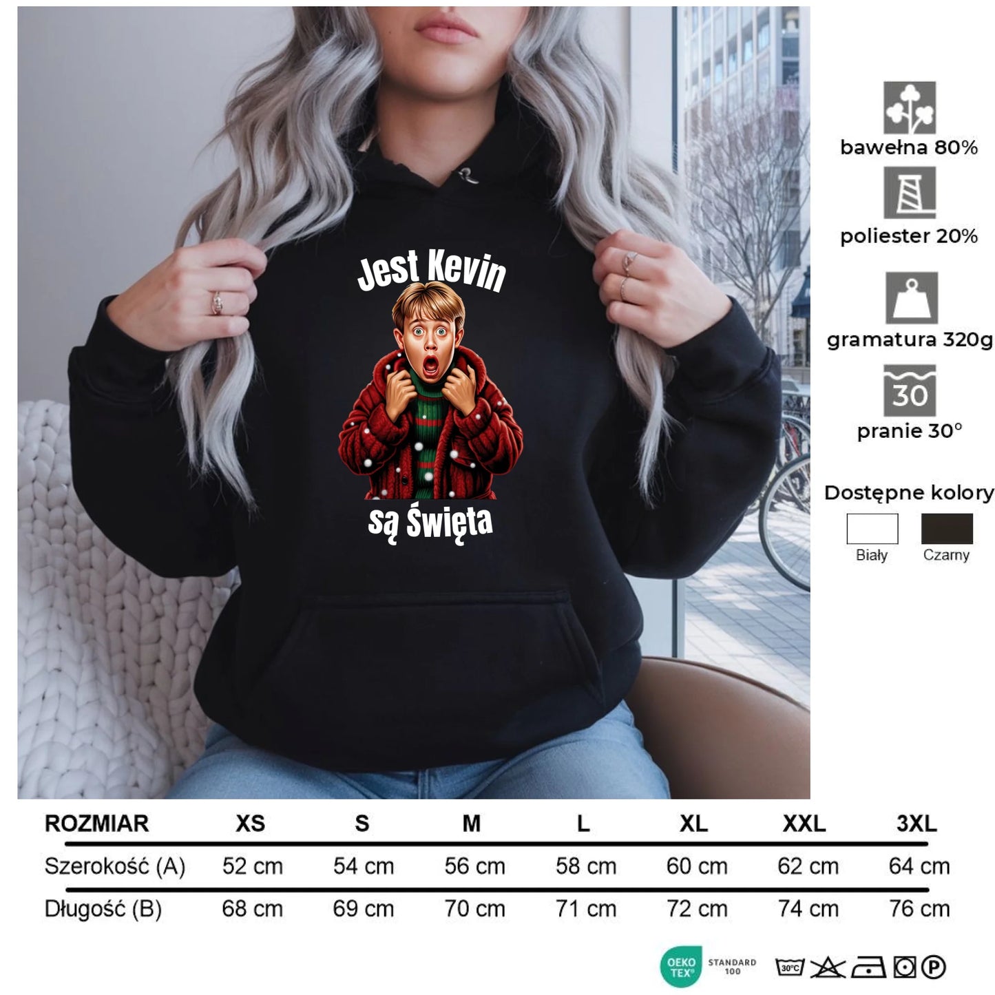 Jest Kevin, są święta | Świąteczna bluza damska z kapturem BN27 - StoryCups.pl