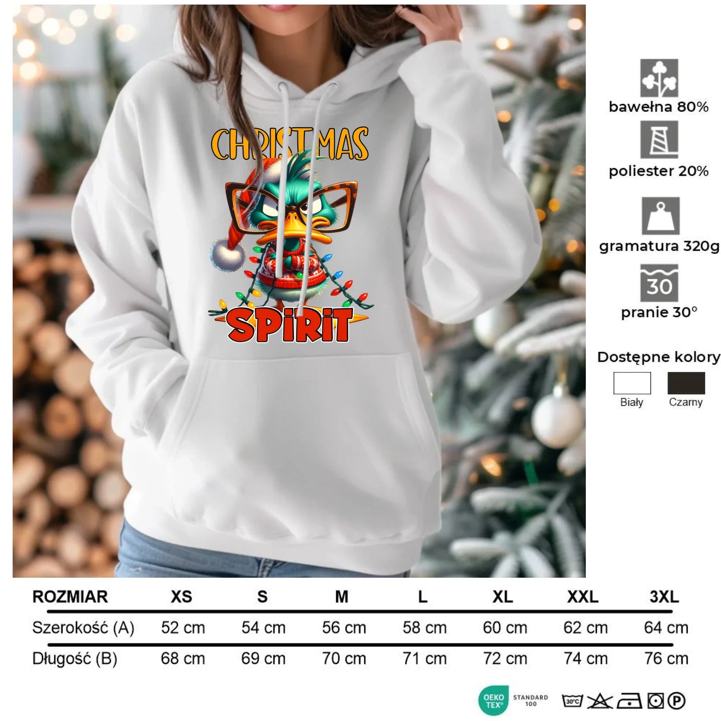Christmas spirit | Świąteczna bluza damska z kapturem BN76 - StoryCups.pl