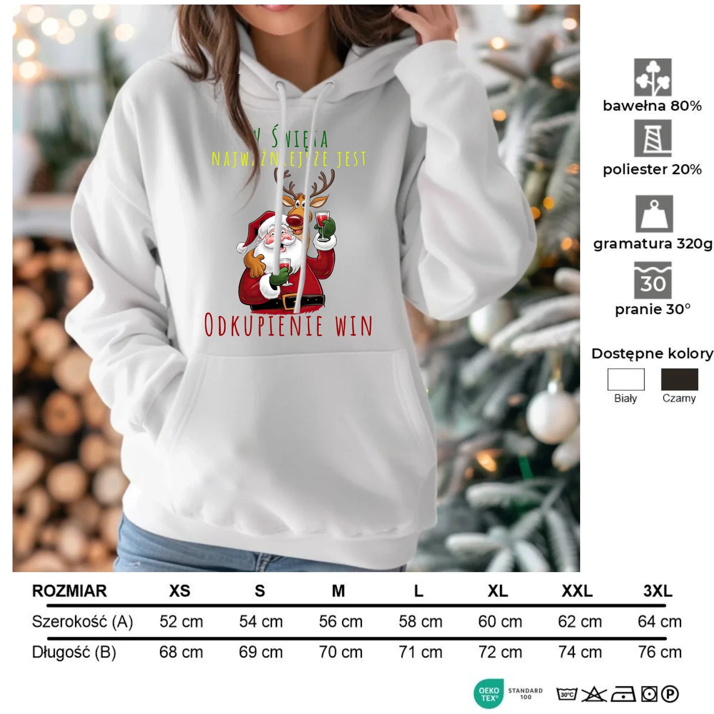 Odkupienie win | Świąteczna bluza damska z kapturem BN73 - StoryCups.pl