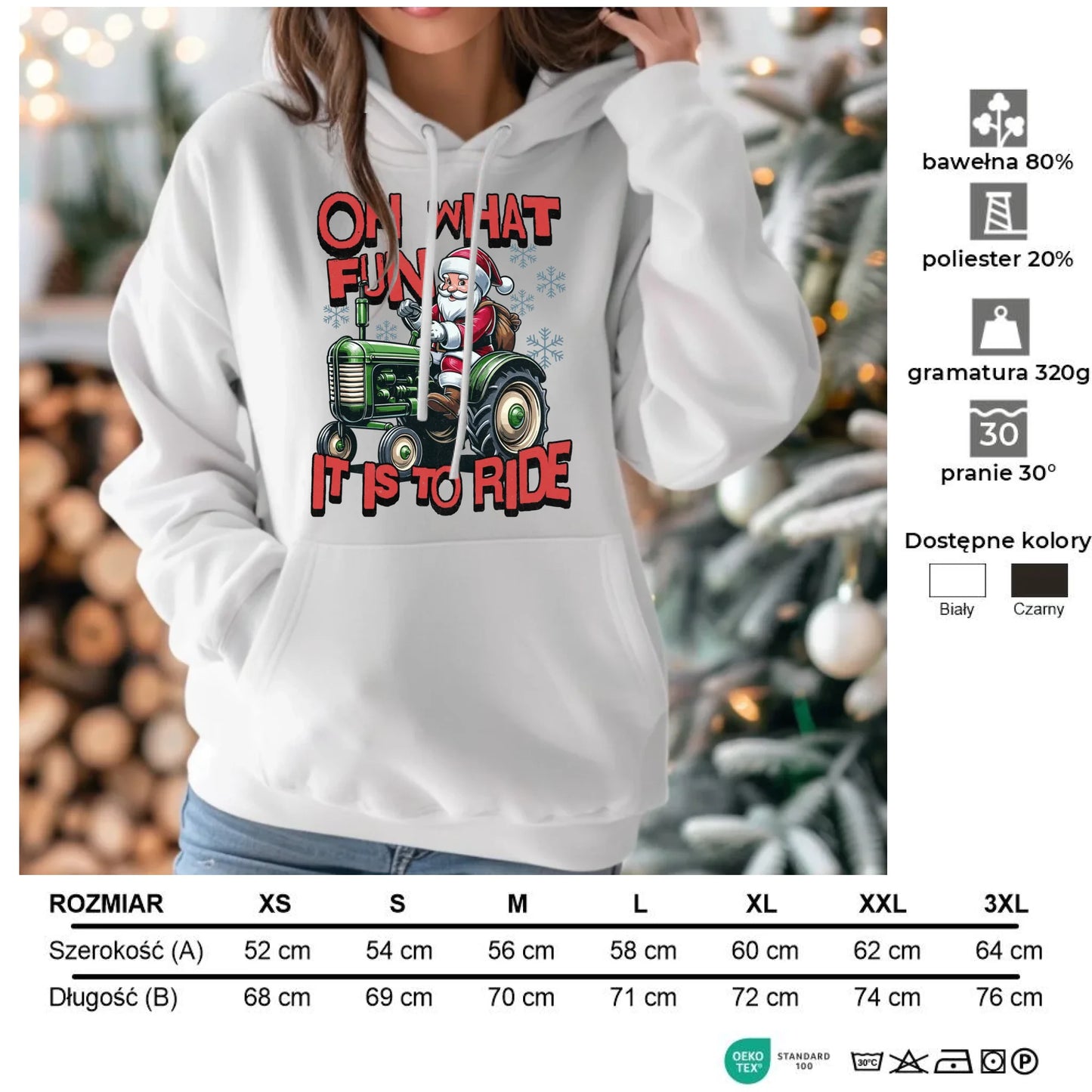 Oh what fun it is to ride | Świąteczna bluza damska z kapturem BN48 - StoryCups.pl