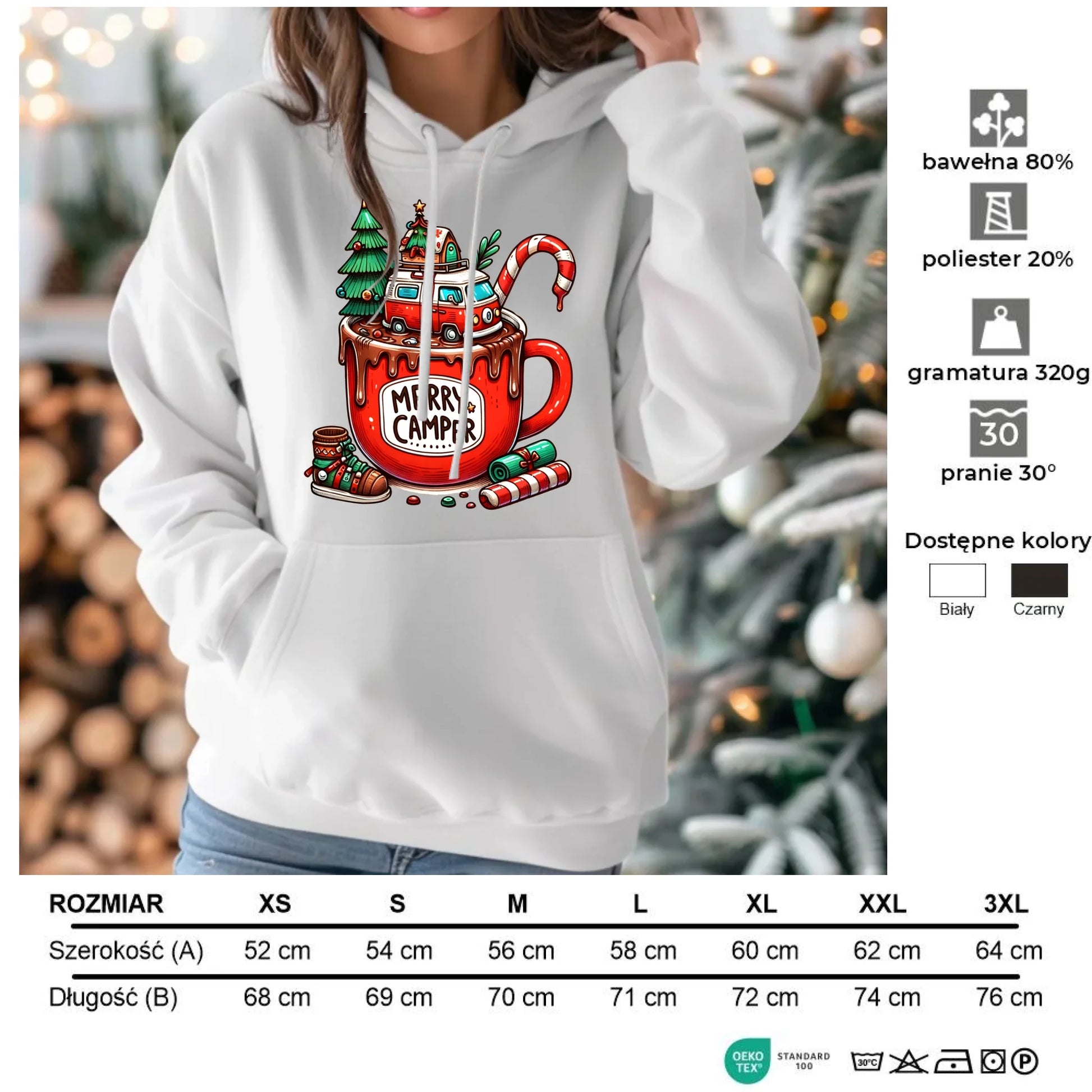 Merry Camper | Personalizowana bluza damska z kapturem świąteczna BN43 - StoryCups.pl