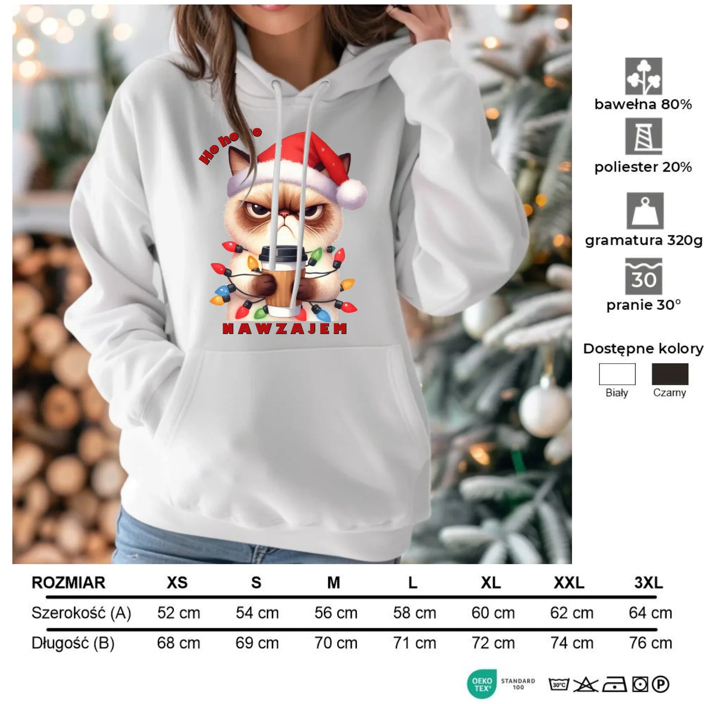 Nawzajem | Świąteczna bluza damska z kapturem BN33 - StoryCups.pl