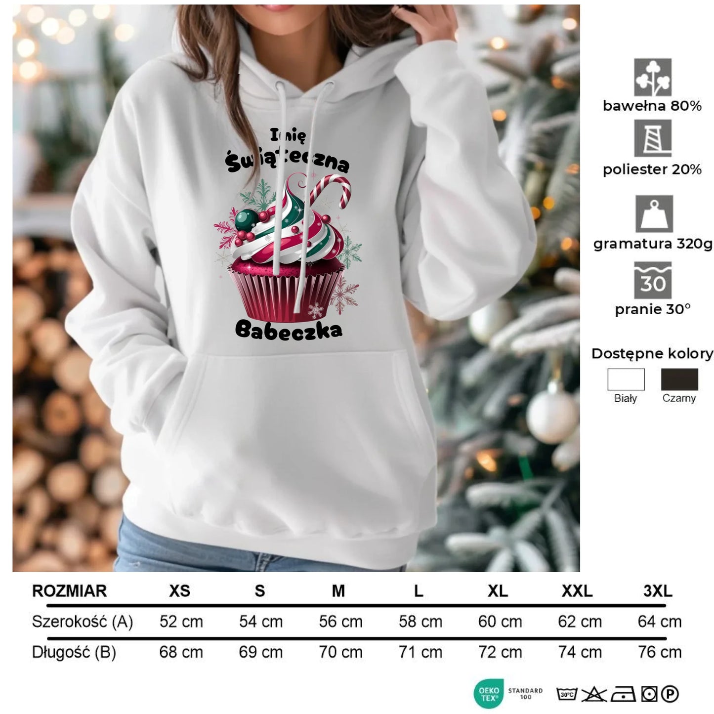 Świąteczna Babeczka | Świąteczna bluza damska z kapturem BN30 - StoryCups.pl