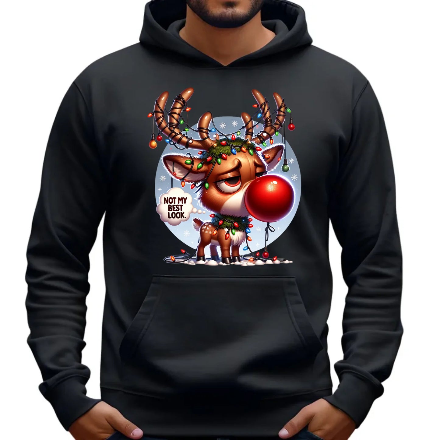 Nie wyglądam najlepiej | Świąteczna bluza męska z kapturem BN98 - StoryCups.pl