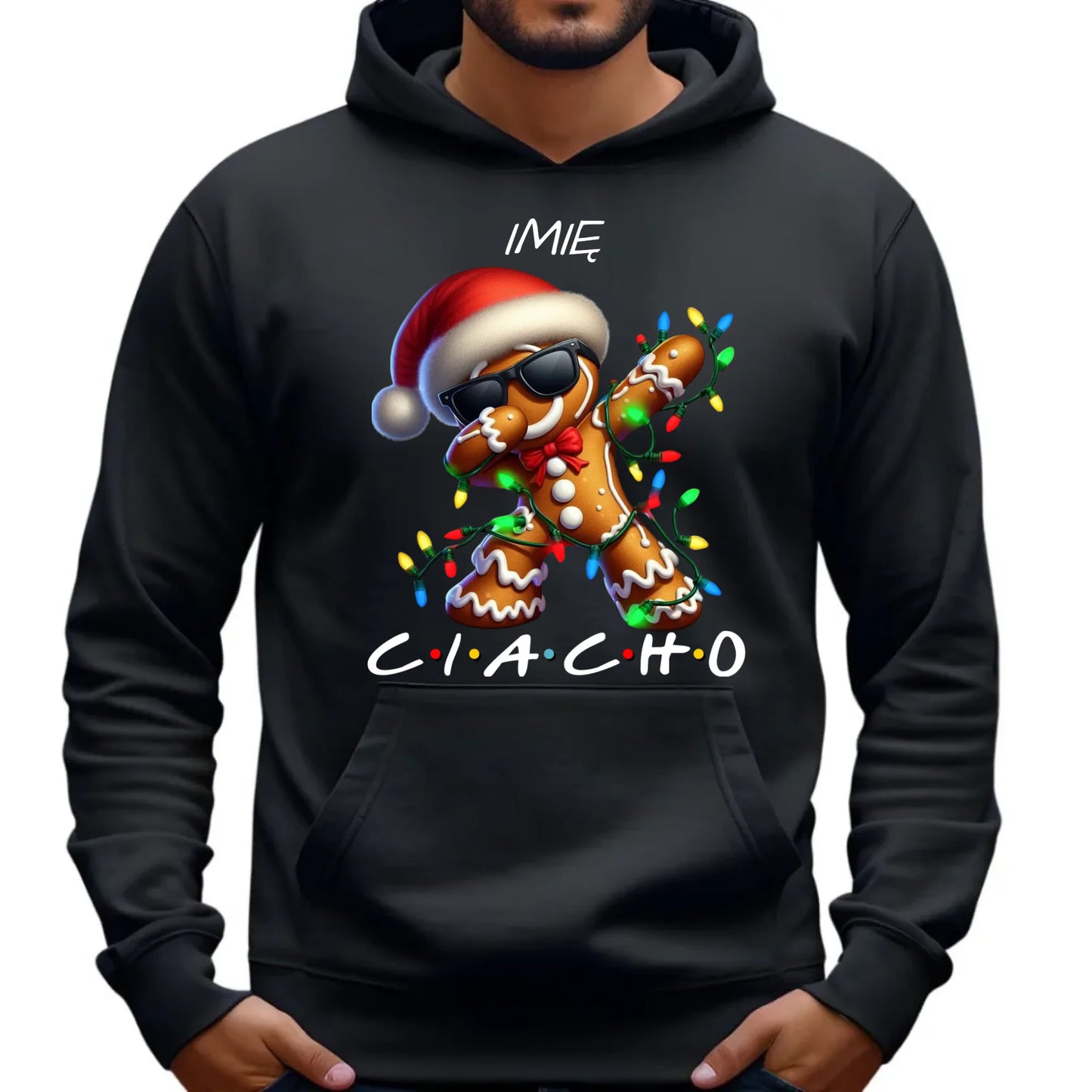 Ciacho | Personalizowana świąteczna bluza męska z kapturem BN94 - StoryCups.pl