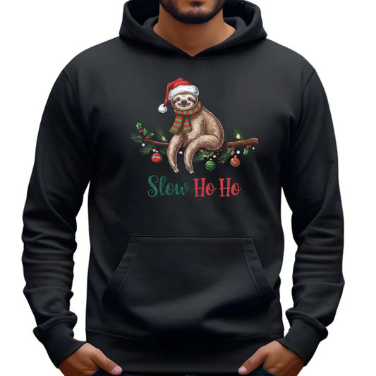 Leniwiec slow ho ho | Świąteczna bluza męska z kapturem BN92 - StoryCups.pl