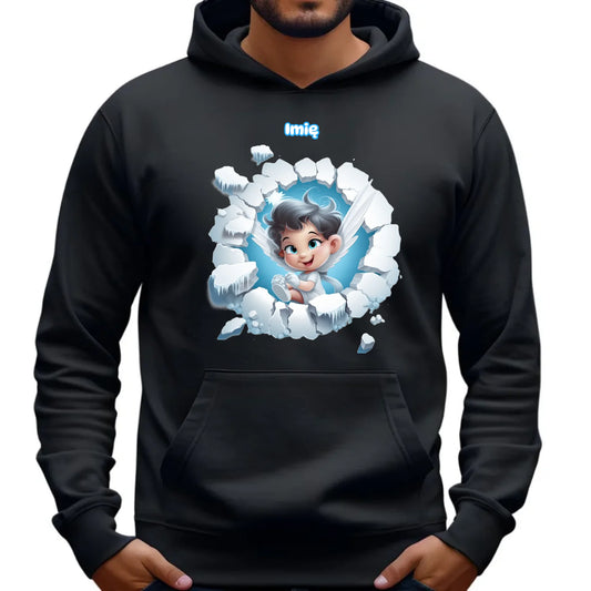 Aniołek 3D | Personalizowana świąteczna bluza męska z kapturem BN87 - StoryCups.pl
