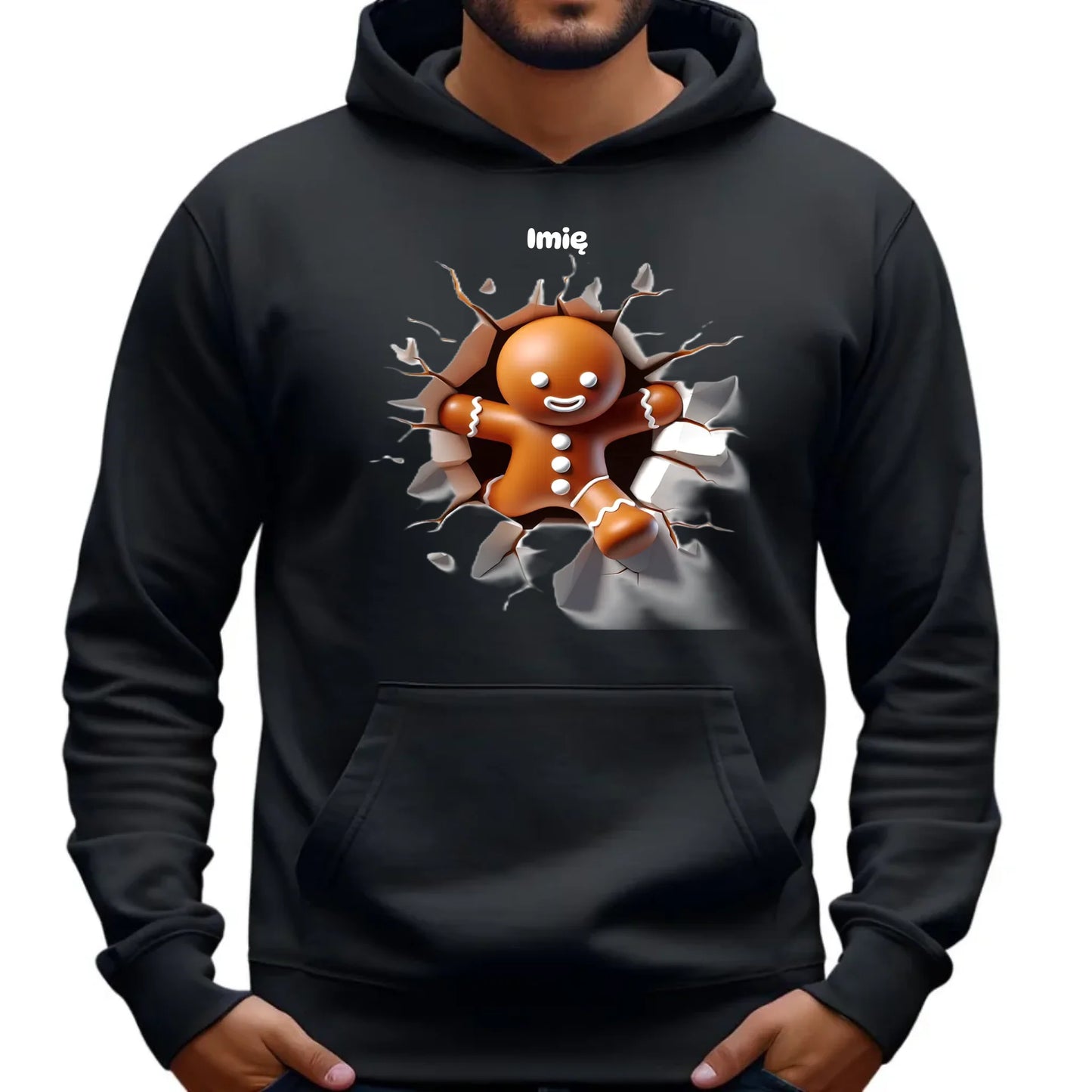 Pierniczek 3D | Personalizowana świąteczna bluza męska z kapturem BN81 - StoryCups.pl