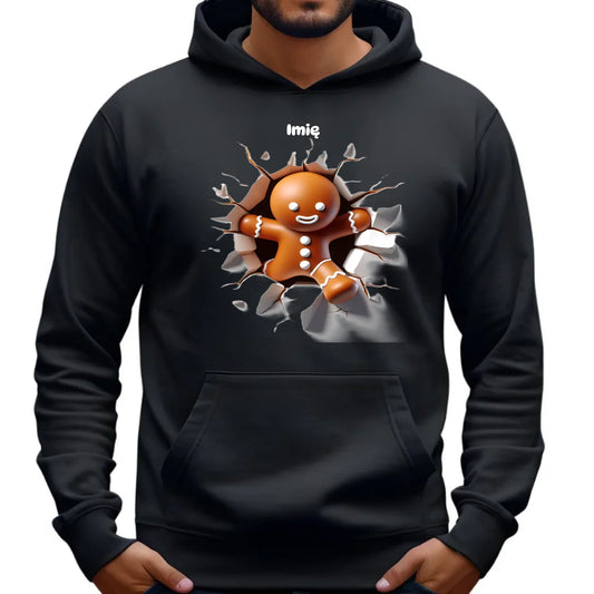 Pierniczek 3D | Personalizowana świąteczna bluza męska z kapturem BN81 - StoryCups.pl