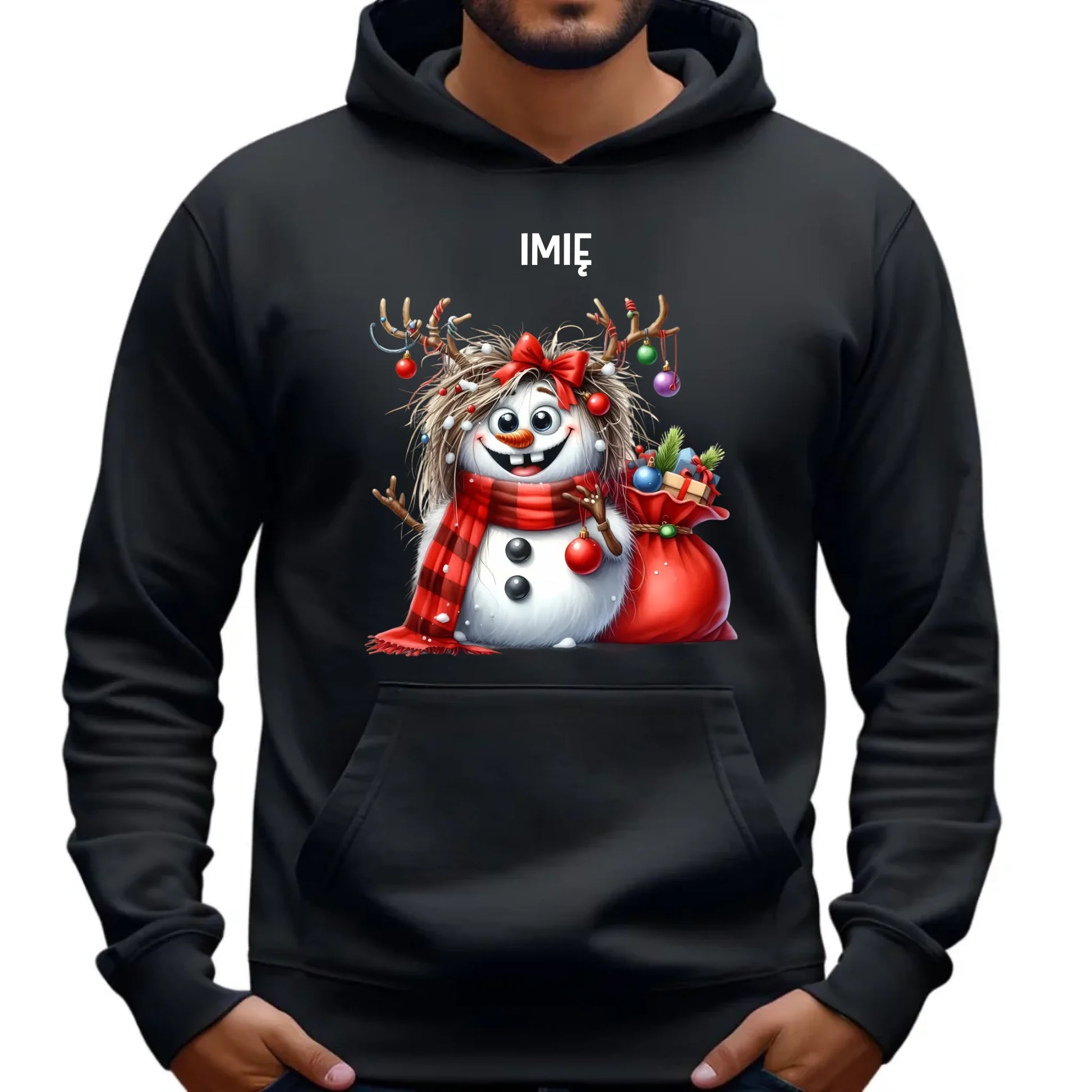 Bałwanek | Personalizowana świąteczna bluza męska z kapturem BN70 - StoryCups.pl