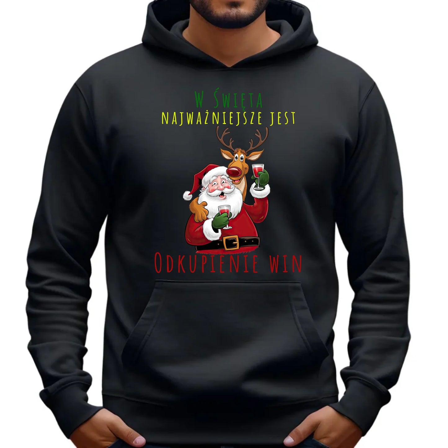 Odkupienie win | Świąteczna bluza męska z kapturem BN73 - StoryCups.pl
