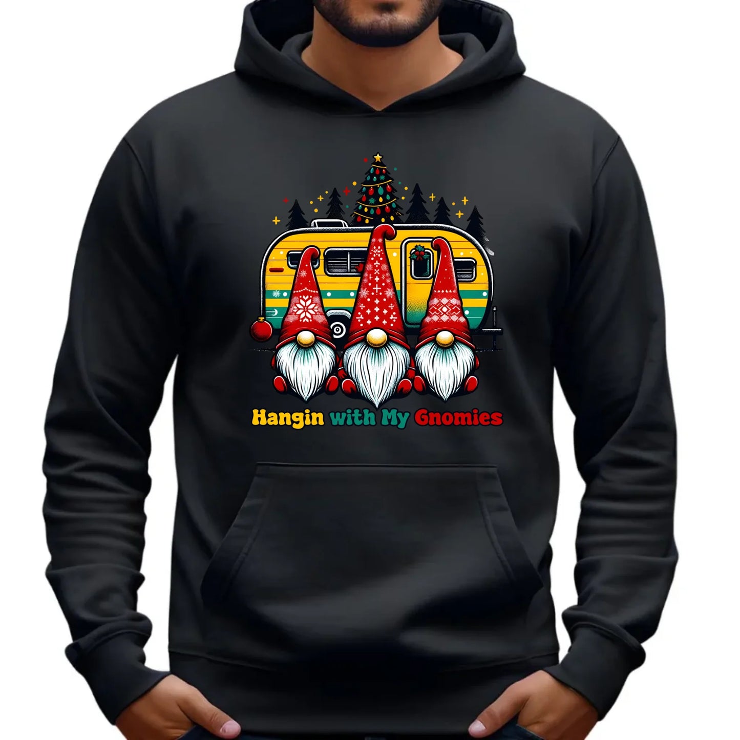 Święta z gnomami | Świąteczna bluza męska z kapturem BN41 - StoryCups.pl