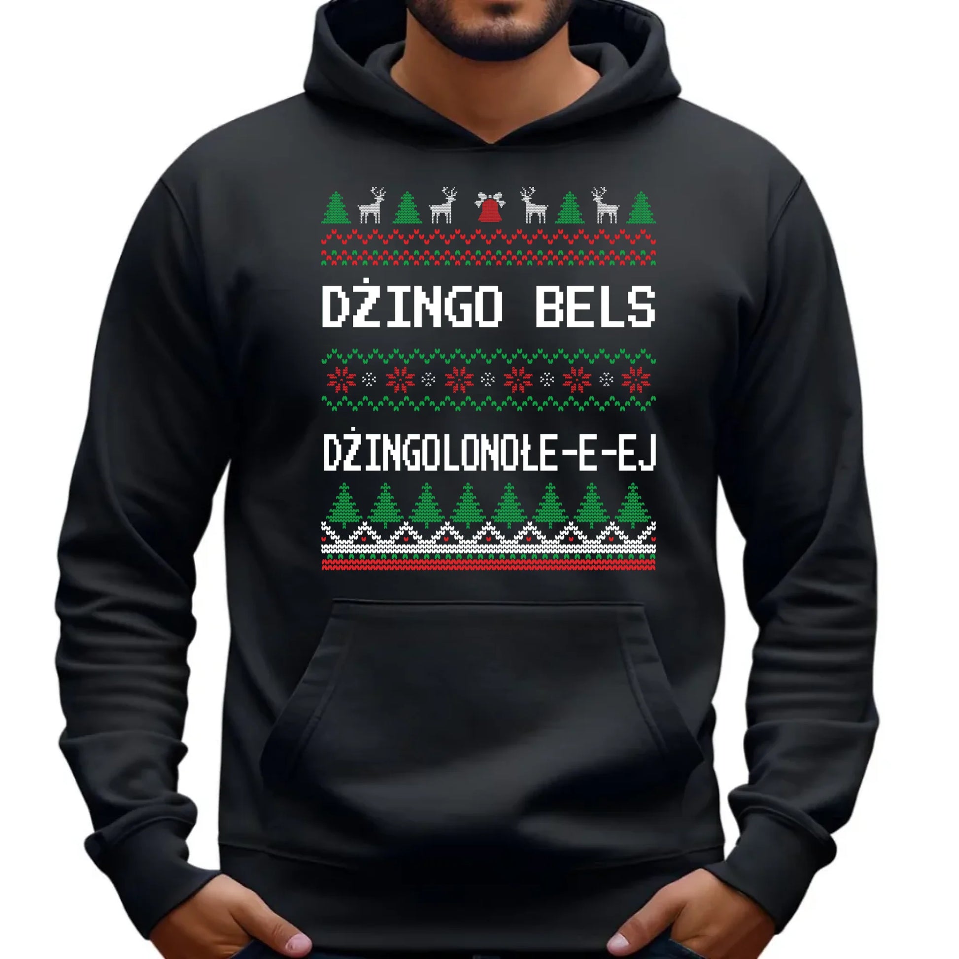 Dżingo bels | Świąteczna bluza męska z kapturem BN11 - StoryCups.pl