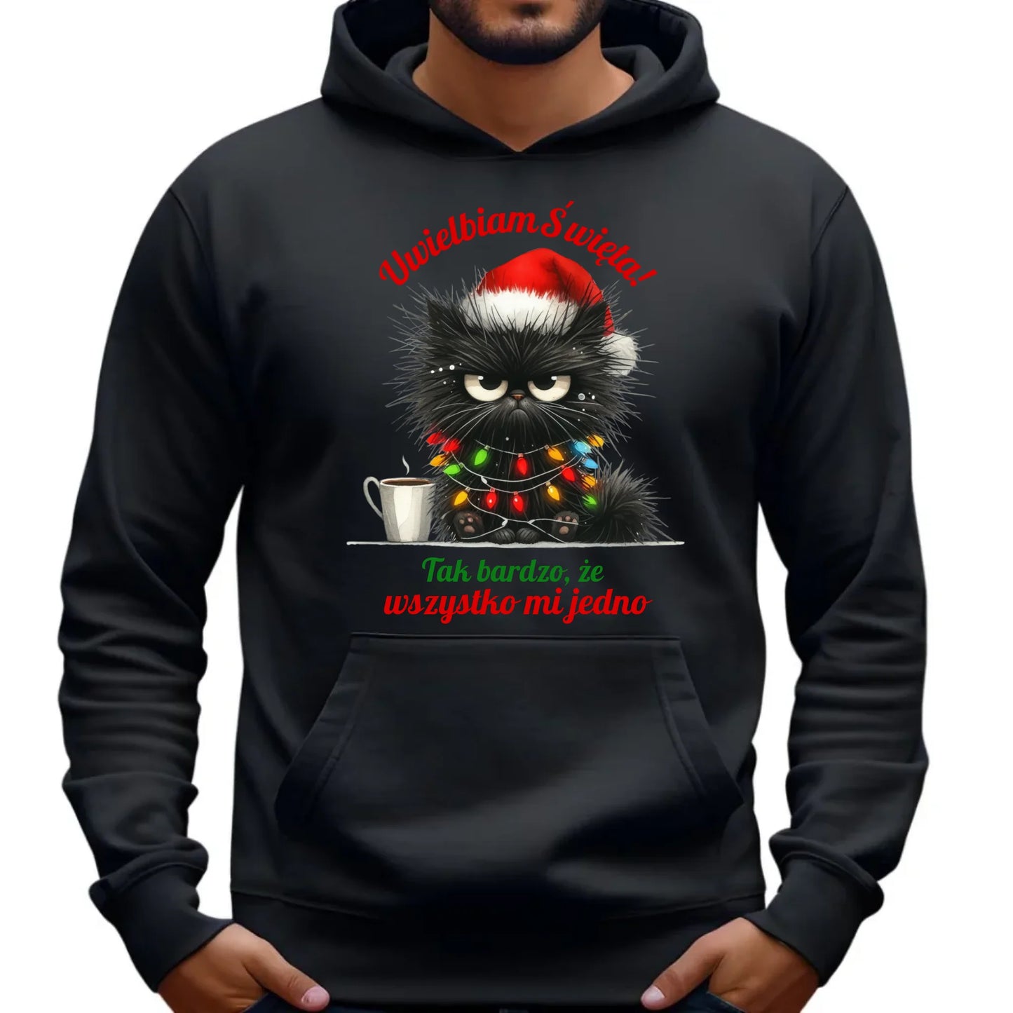 Wszystko mi jedno | Świąteczna bluza męska z kapturem BN35 - StoryCups.pl