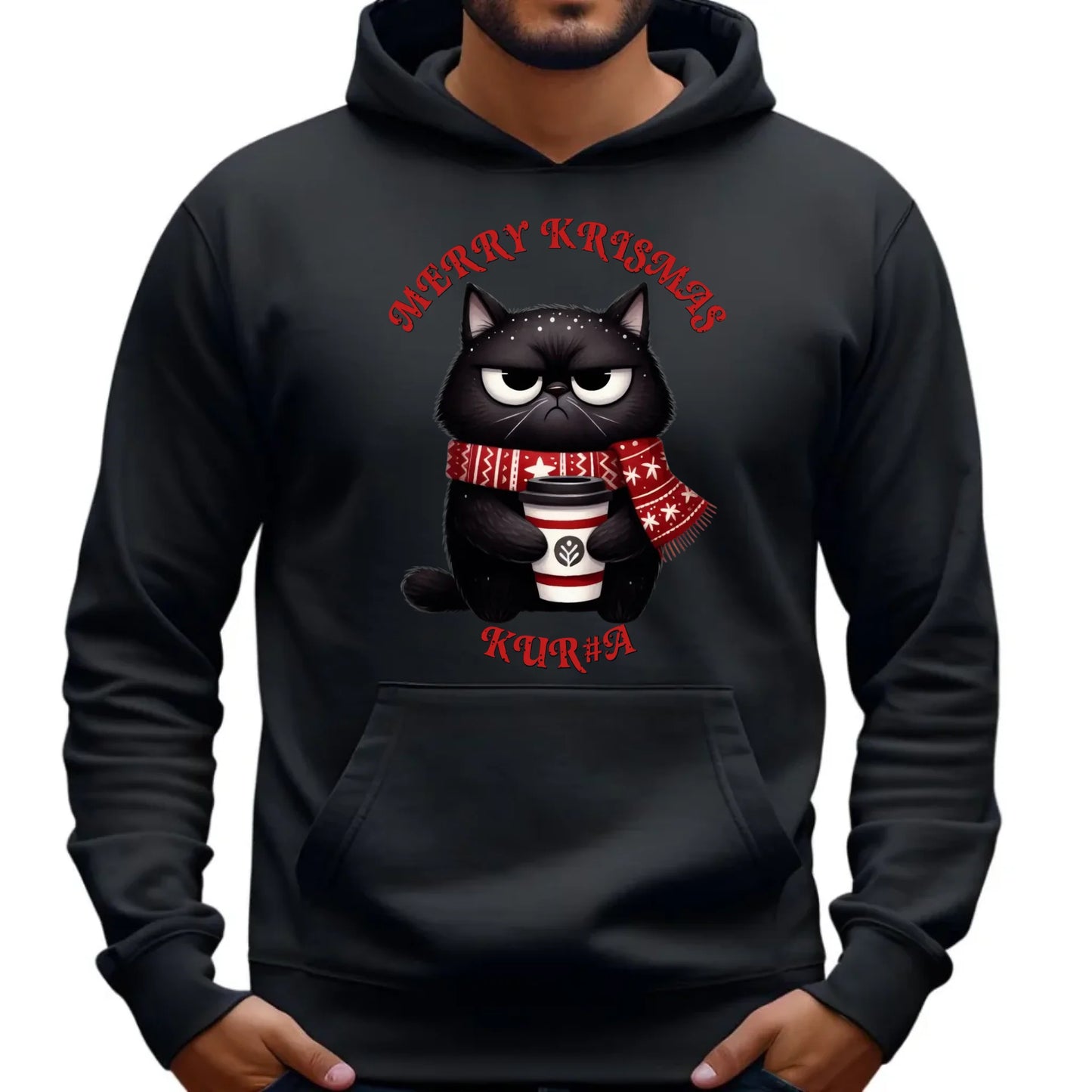 Merry krismas | Świąteczna bluza męska z kapturem BN34 - StoryCups.pl