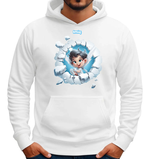 Aniołek 3D | Personalizowana świąteczna bluza męska z kapturem BN87 - StoryCups.pl