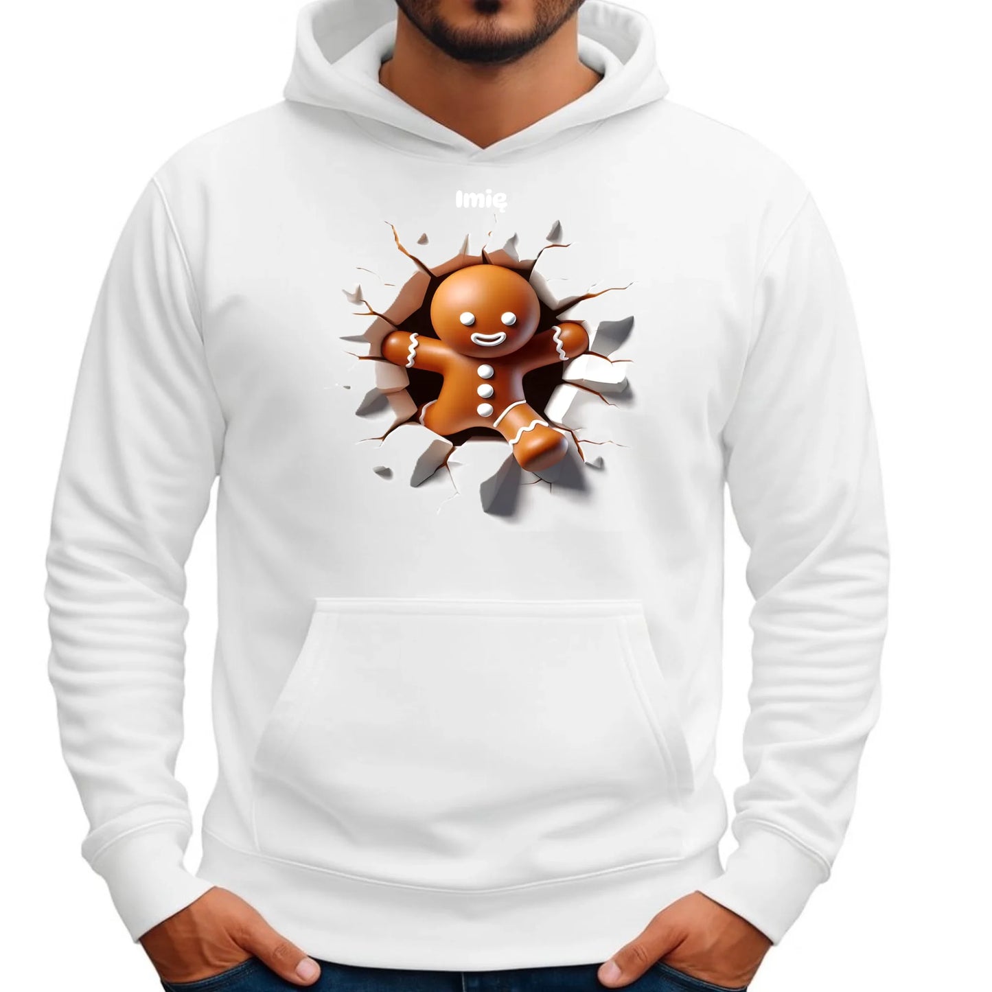 Pierniczek 3D | Personalizowana świąteczna bluza męska z kapturem BN81 - StoryCups.pl