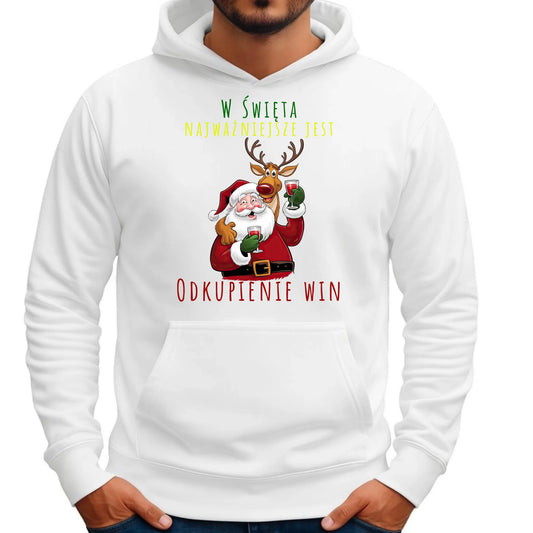 Odkupienie win | Świąteczna bluza męska z kapturem BN73 - StoryCups.pl