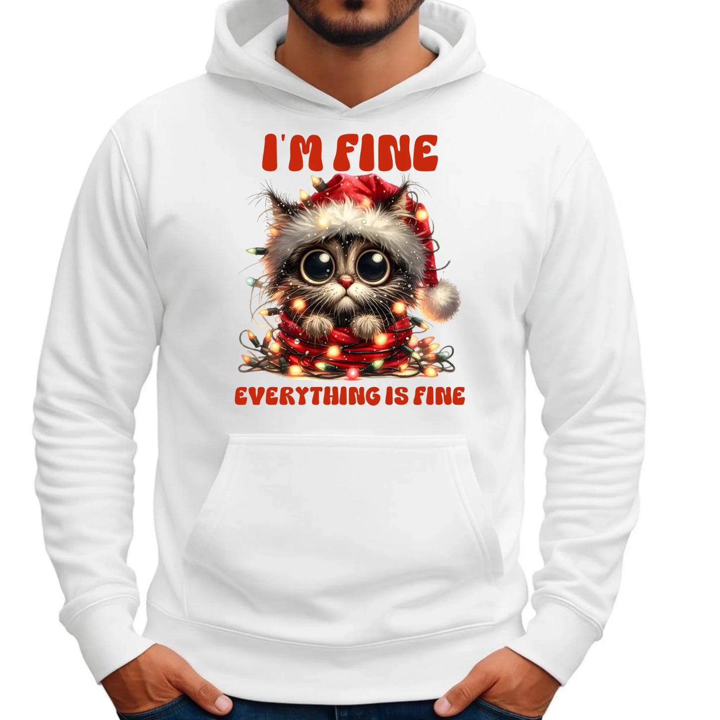 Wszystko jest w porządku | Świąteczna bluza męska z kapturem BN67 - StoryCups.pl