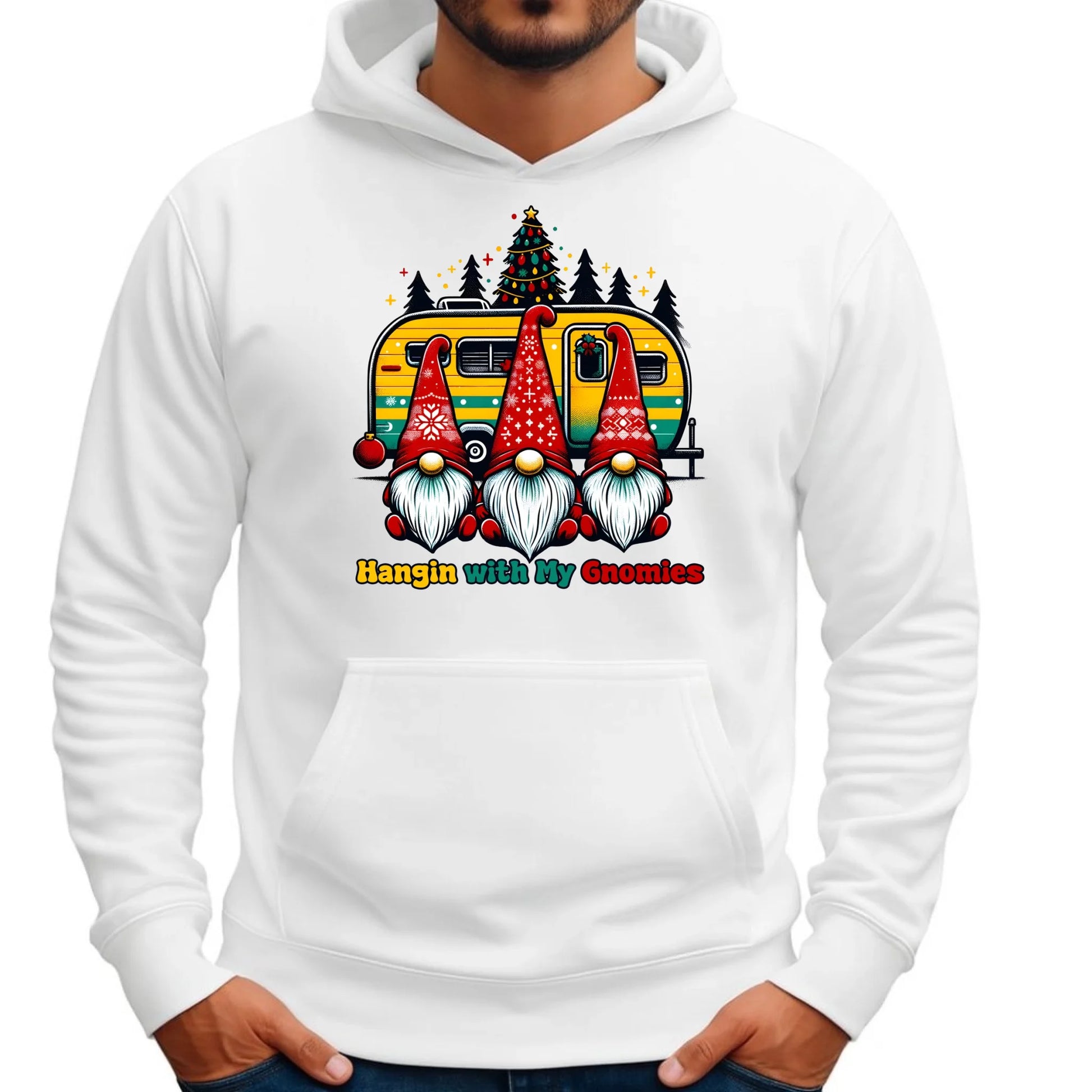 Święta z gnomami | Świąteczna bluza męska z kapturem BN41 - StoryCups.pl