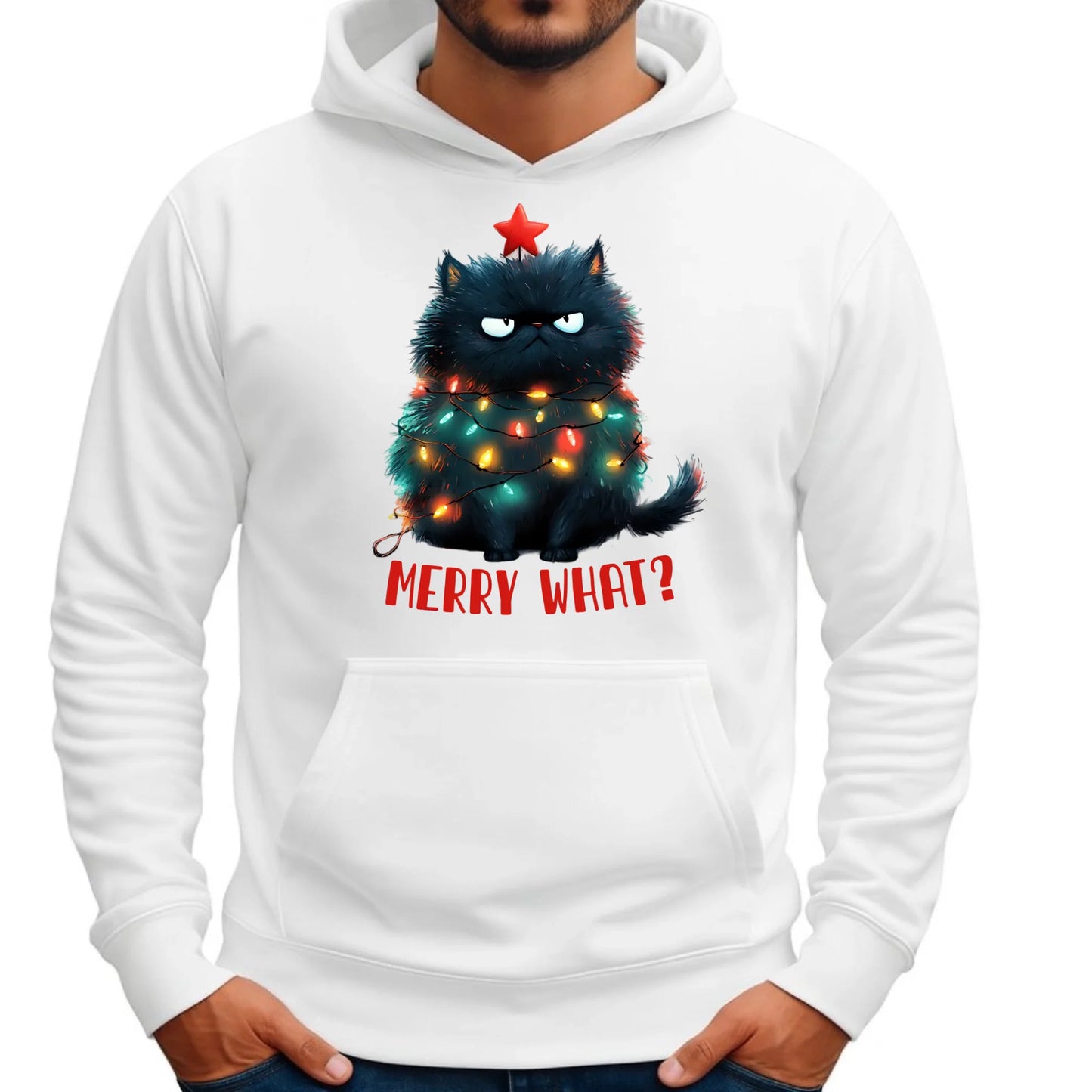 Merry what? | Świąteczna bluza męska z kapturem BN37 - StoryCups.pl