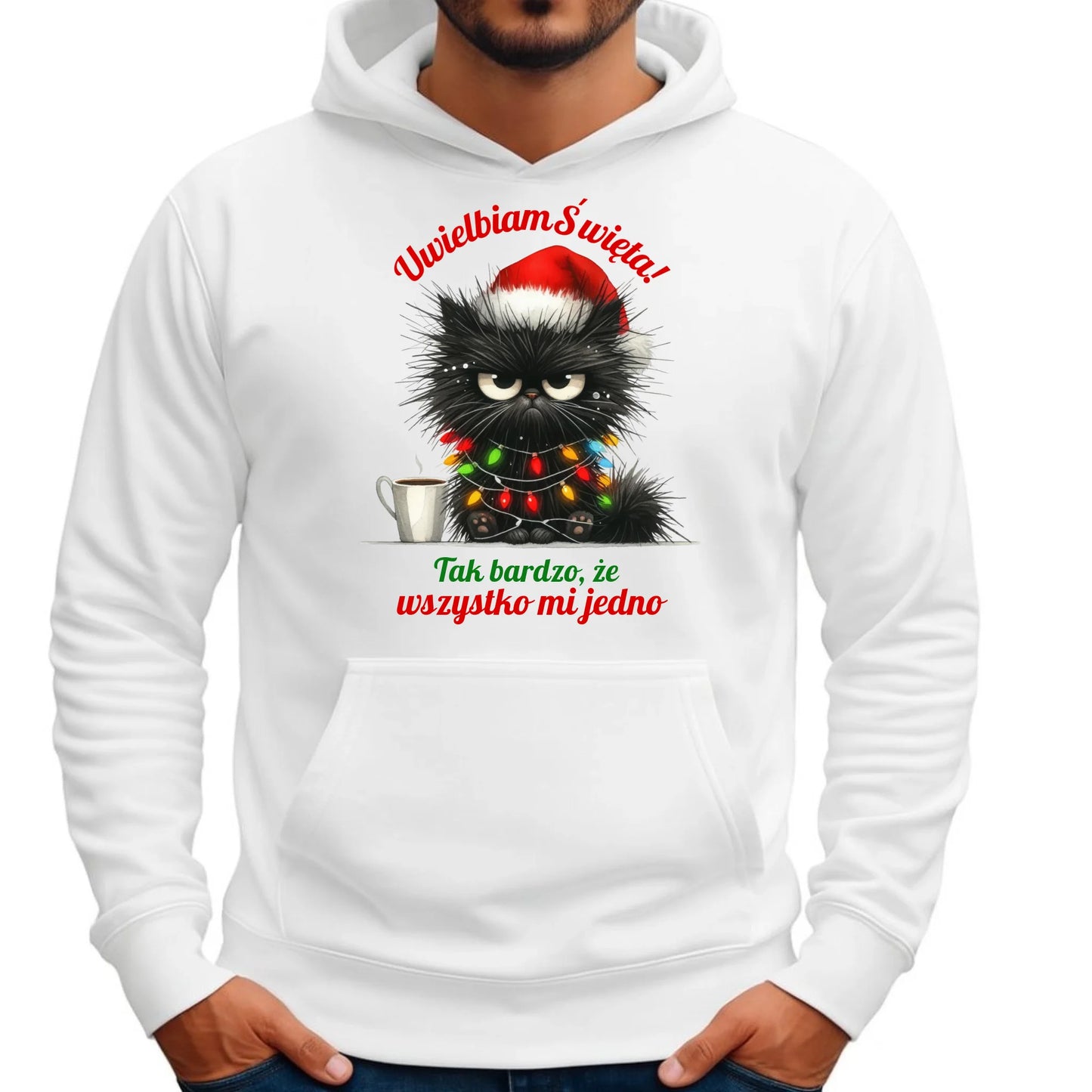 Wszystko mi jedno | Świąteczna bluza męska z kapturem BN35 - StoryCups.pl
