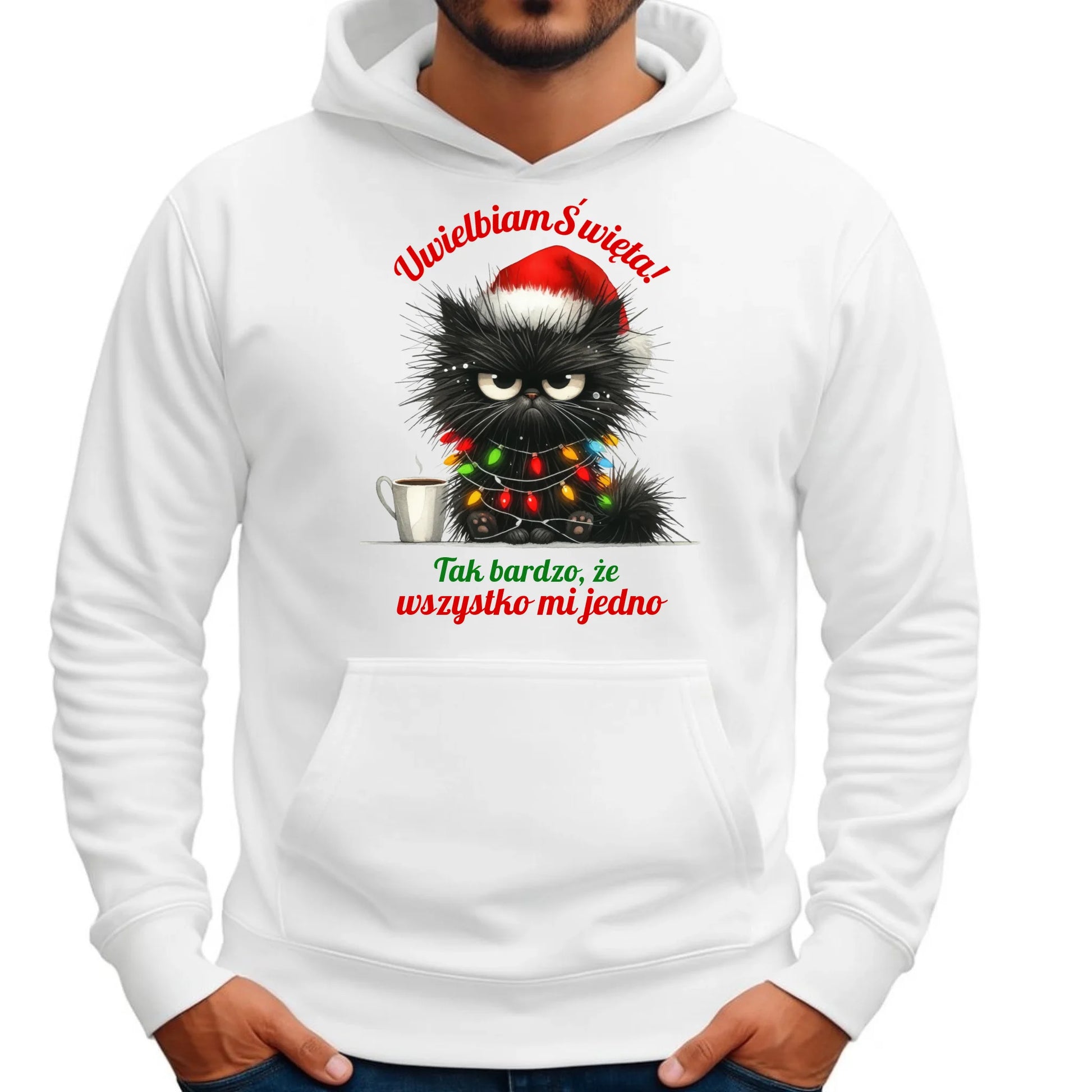 Wszystko mi jedno | Świąteczna bluza męska z kapturem BN35 - StoryCups.pl