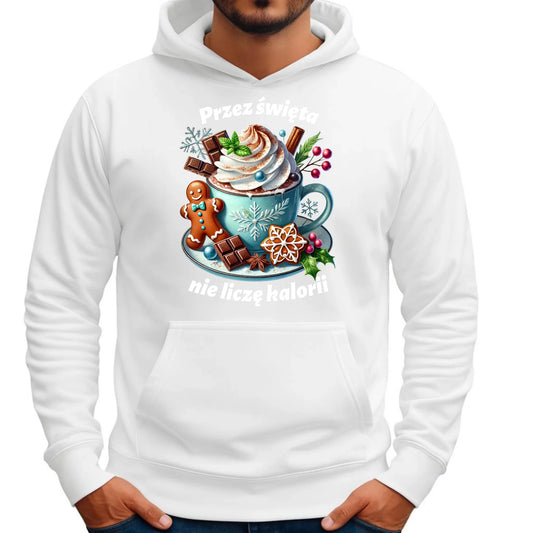 Przez święta nie liczę kalorii | Świąteczna bluza męska z kapturem BN31 - StoryCups.pl